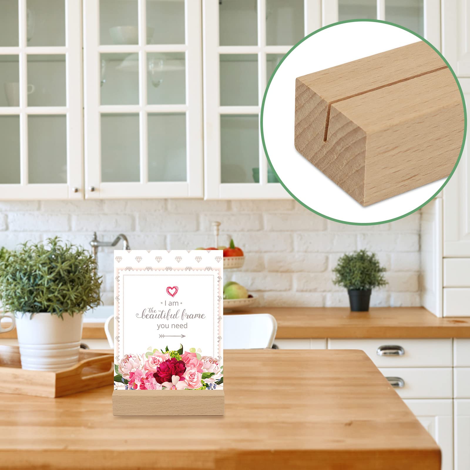 Segnaposto In Legno Per Matrimoni - Set 10 Pezzi 3x3x3 Cm Con Cartoncini Kraft - Portacarte Vintage - Foto 6