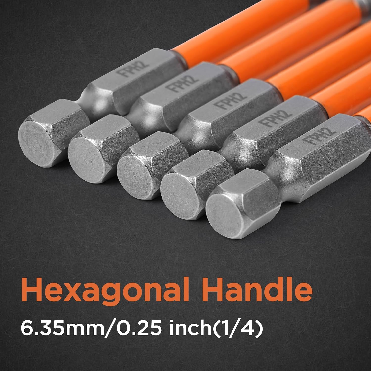 FPH2 Impact Screwdriver Bit Set - S2 Steel 65mm Cross And Slotted Heads, 1/4 Inch Hex Shank, Cross Slot Screw Driver Drill Bits, FPH2 Bits with Magnetic for Electricians (5pcs)