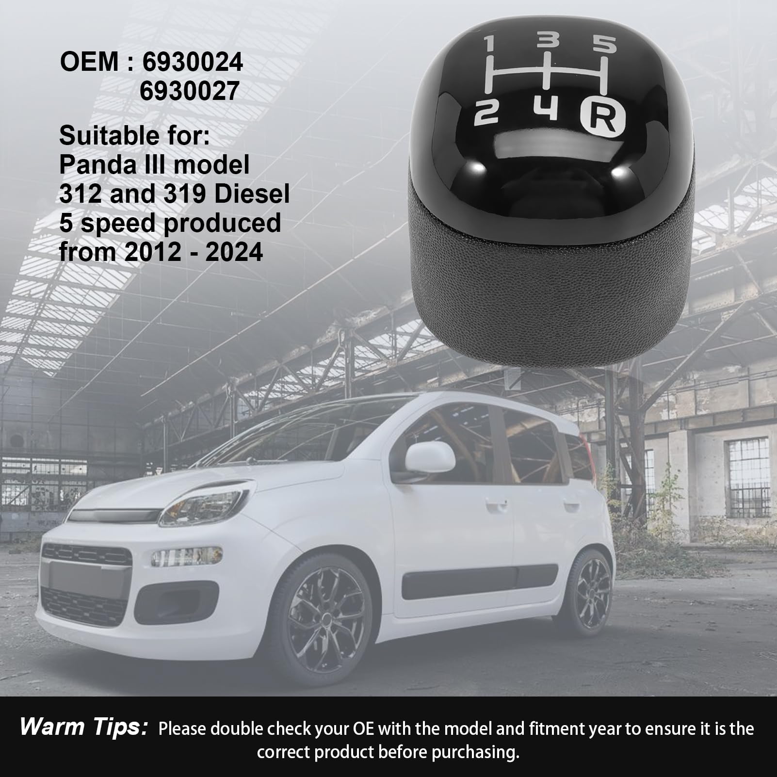 Pomello del cambio specifico compatibile con i modelli Panda III 312 e 319 DIESEL a 5 velocità prodotti tra il 2012 e il 2024 6930024 6930027