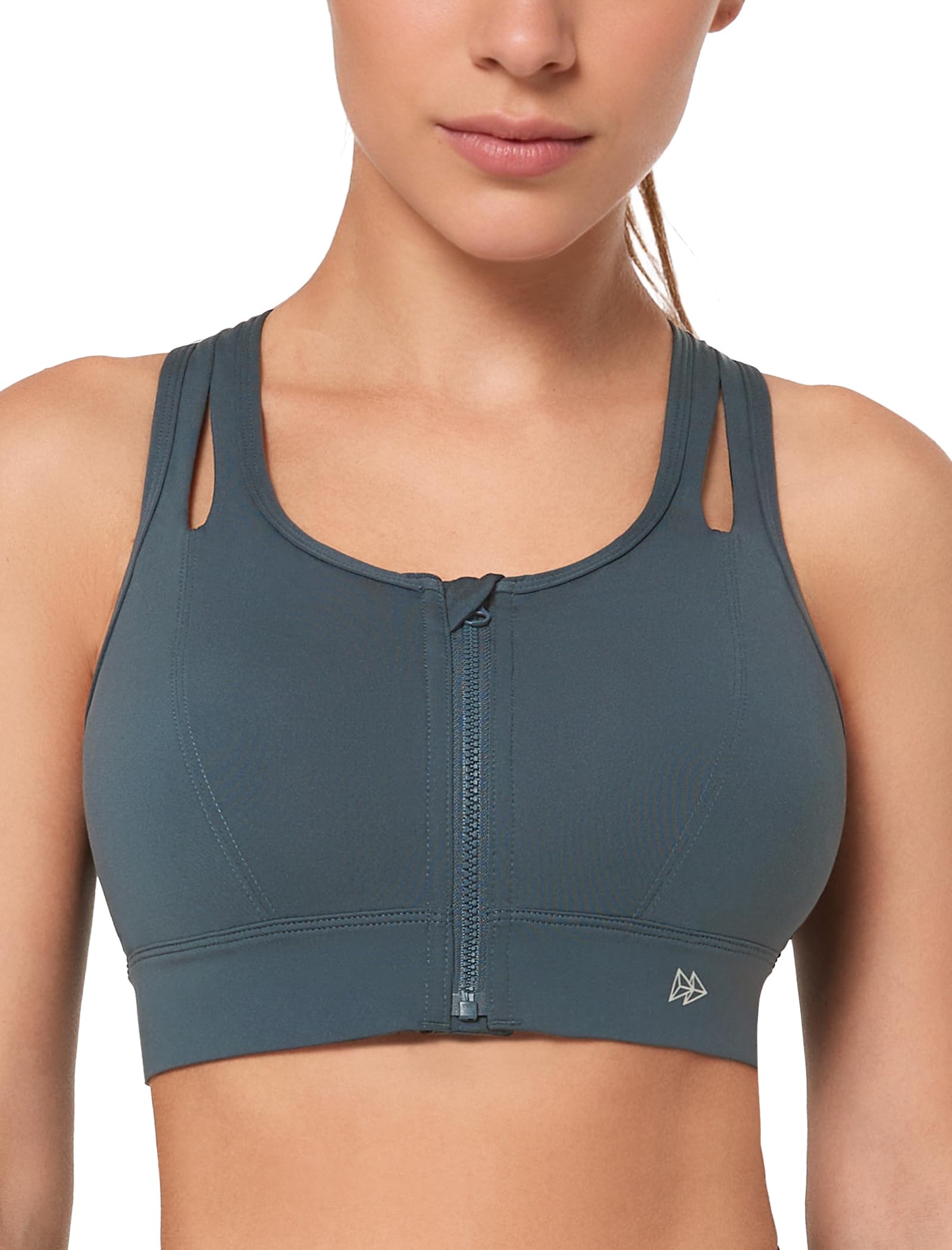 Yvette Reggiseno sportivo Hollow-Out con schienale ad anello, tenuta forte, seno grande con chiusura frontale