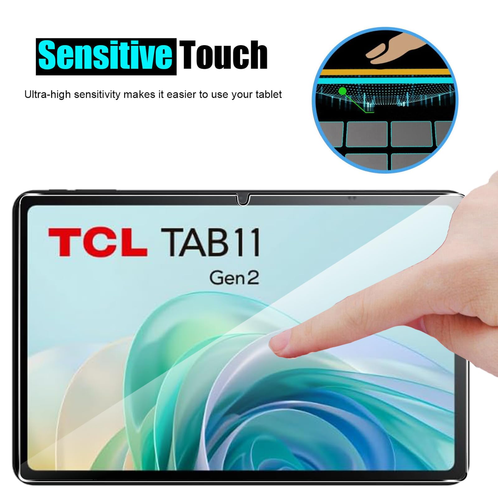 2 Pellicole In Vetro Temperato Per TCL Tab 11 Gen2 (10.95 Pollici), 9H Anti-graffio, Trasparente, Anti-impronte