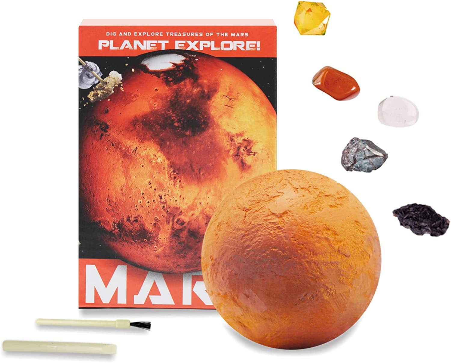 Solar System 5 Gem Digging Gemstone Sale Rock Mining Dig Kit for Kids Planet Explore Stone Mega Dig Up Gems Kit (Mars)