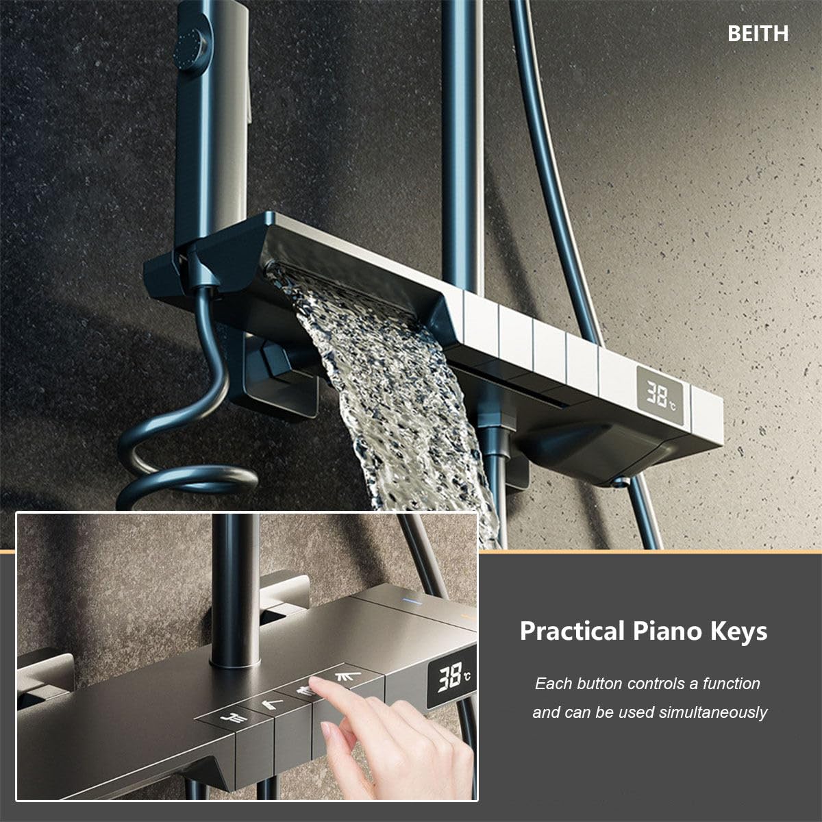 Colonne De Douche Avec LED Affichage Numérique, Douche à Main, Tête