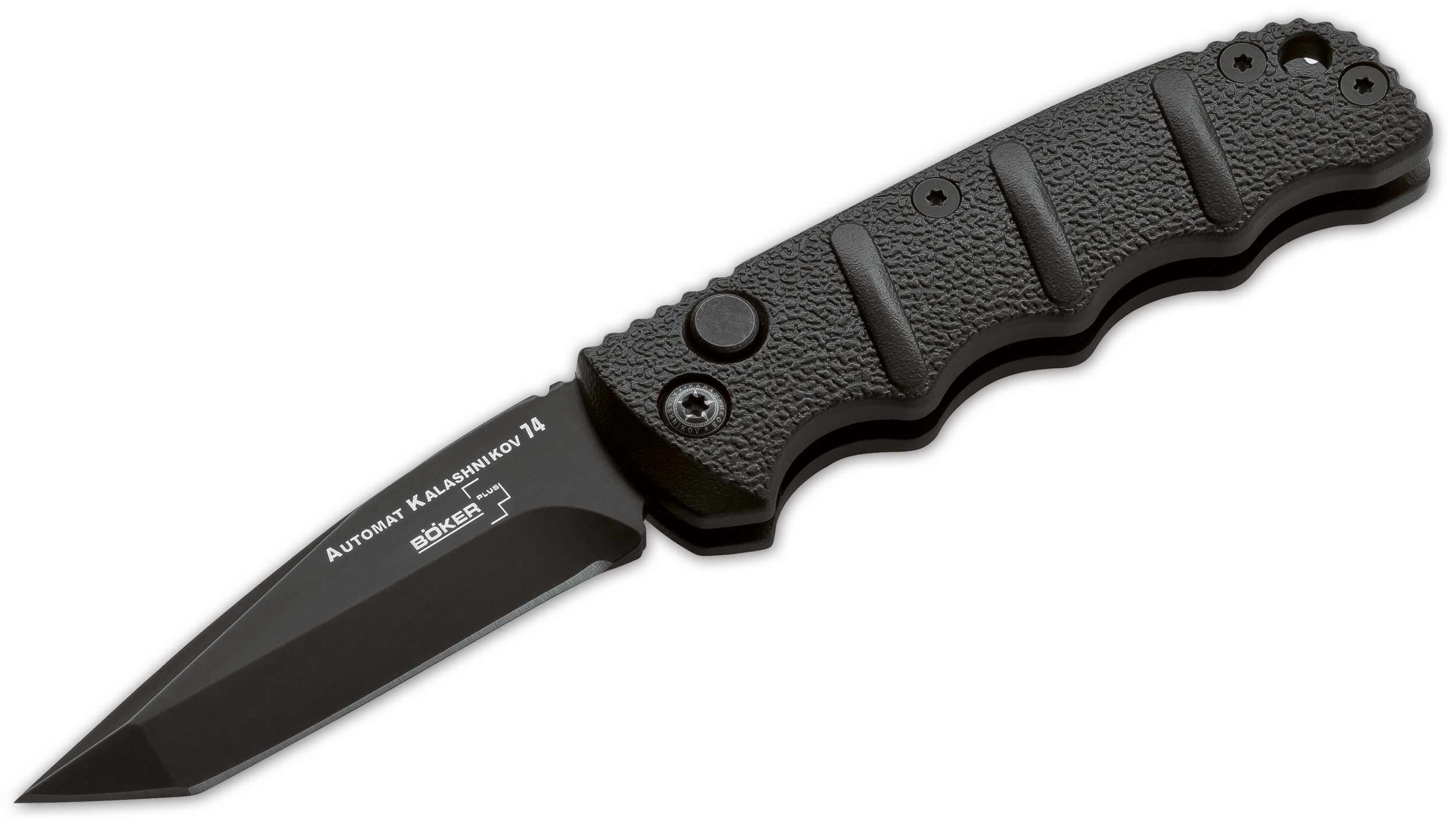 BÖKER 01BO145 Plus couteau Tanto Mini noir avec lame ultra résistante et manche ergonomique