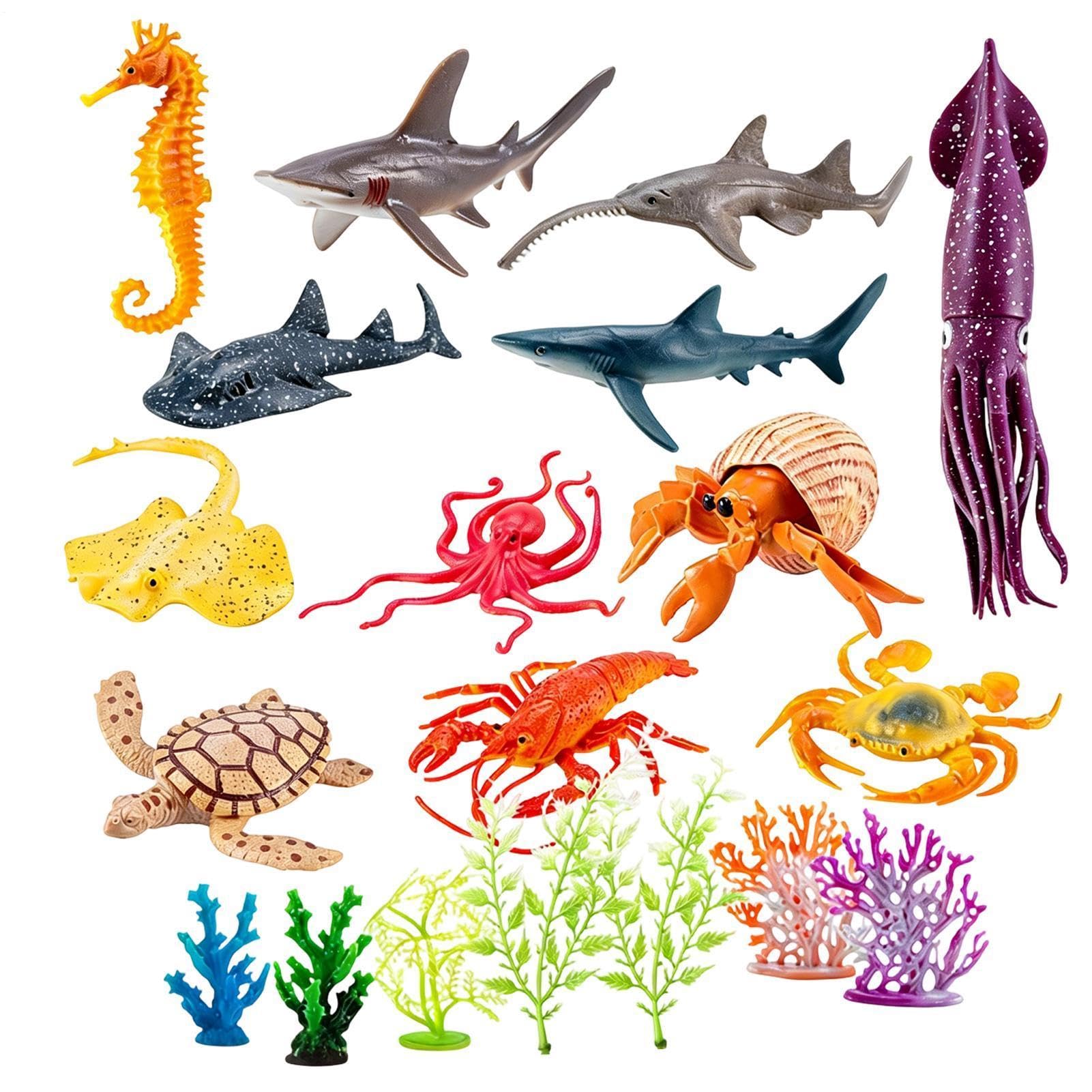 Figuras de Animales Marinos Set Decorativo Realista para Acuario