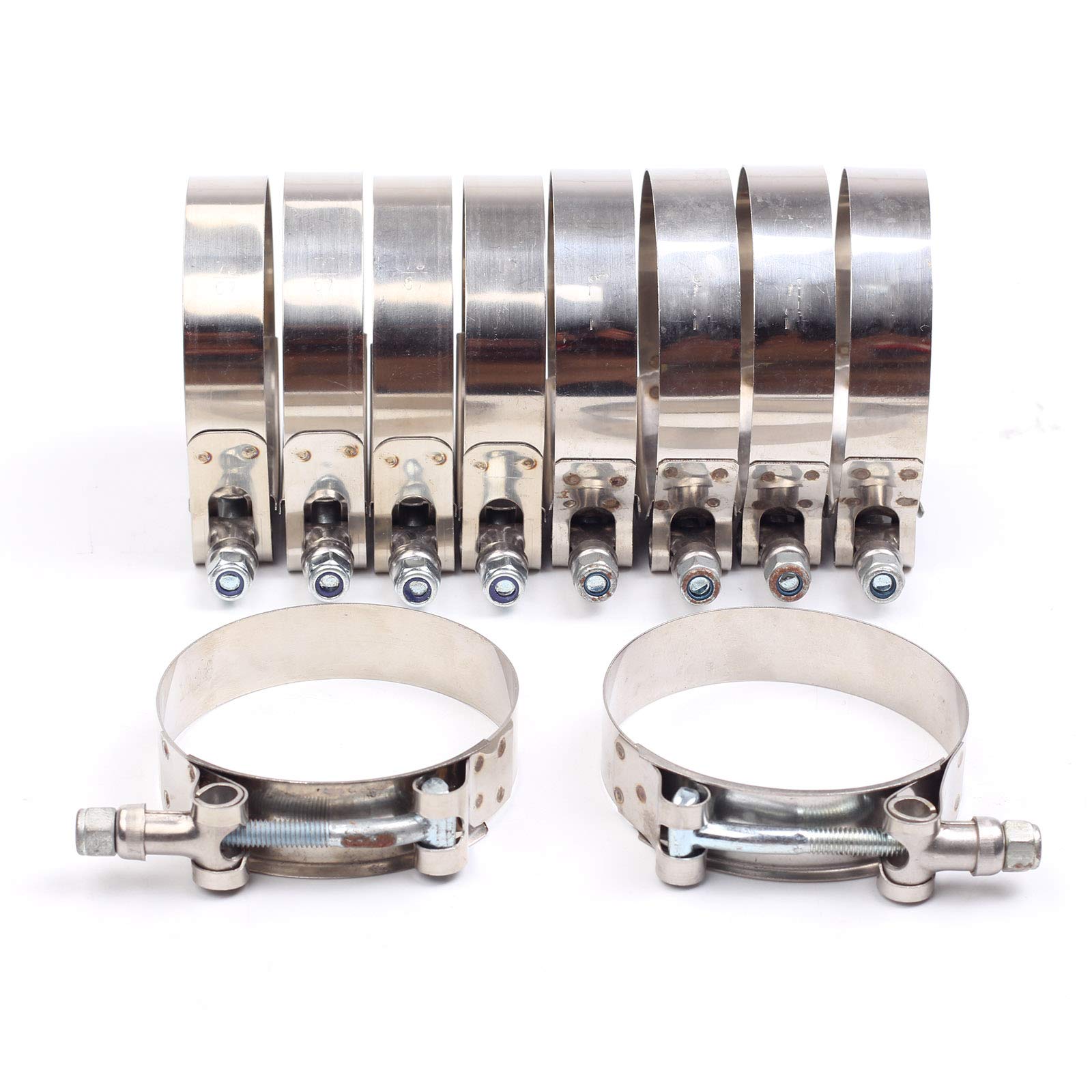 Photo 1 of 10PCS 38mm - 43mm Stainless Steel T-Bolt Clamps Turbo Intake Intercooler Clamp for 1-3/16" Hose