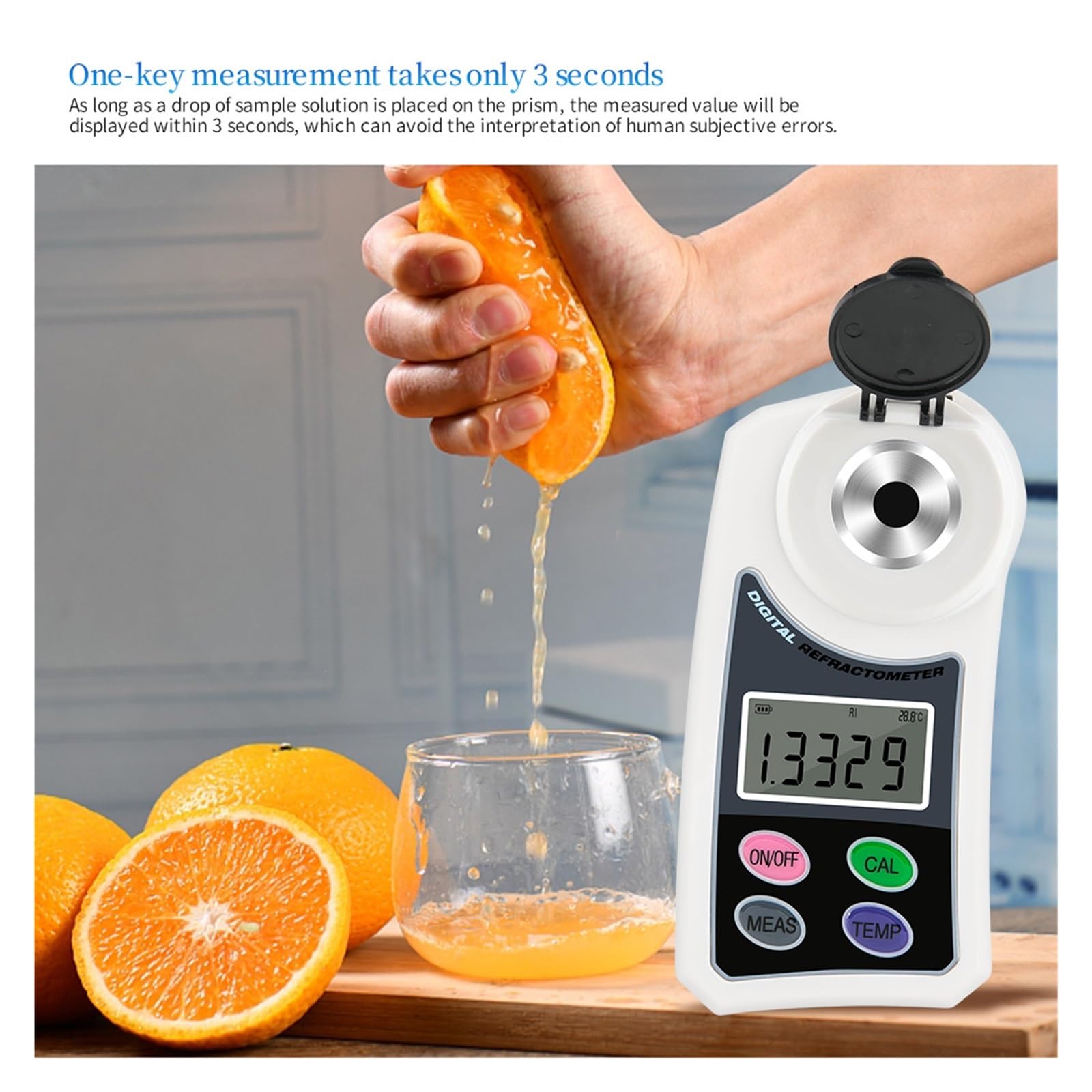 Refraktometer, Handheld 0-55% Digital Honig Auto Refraktometer Optometrie Ausrüstung for Zucker Kaffee Saft Trauben Obst Hohe Präzision