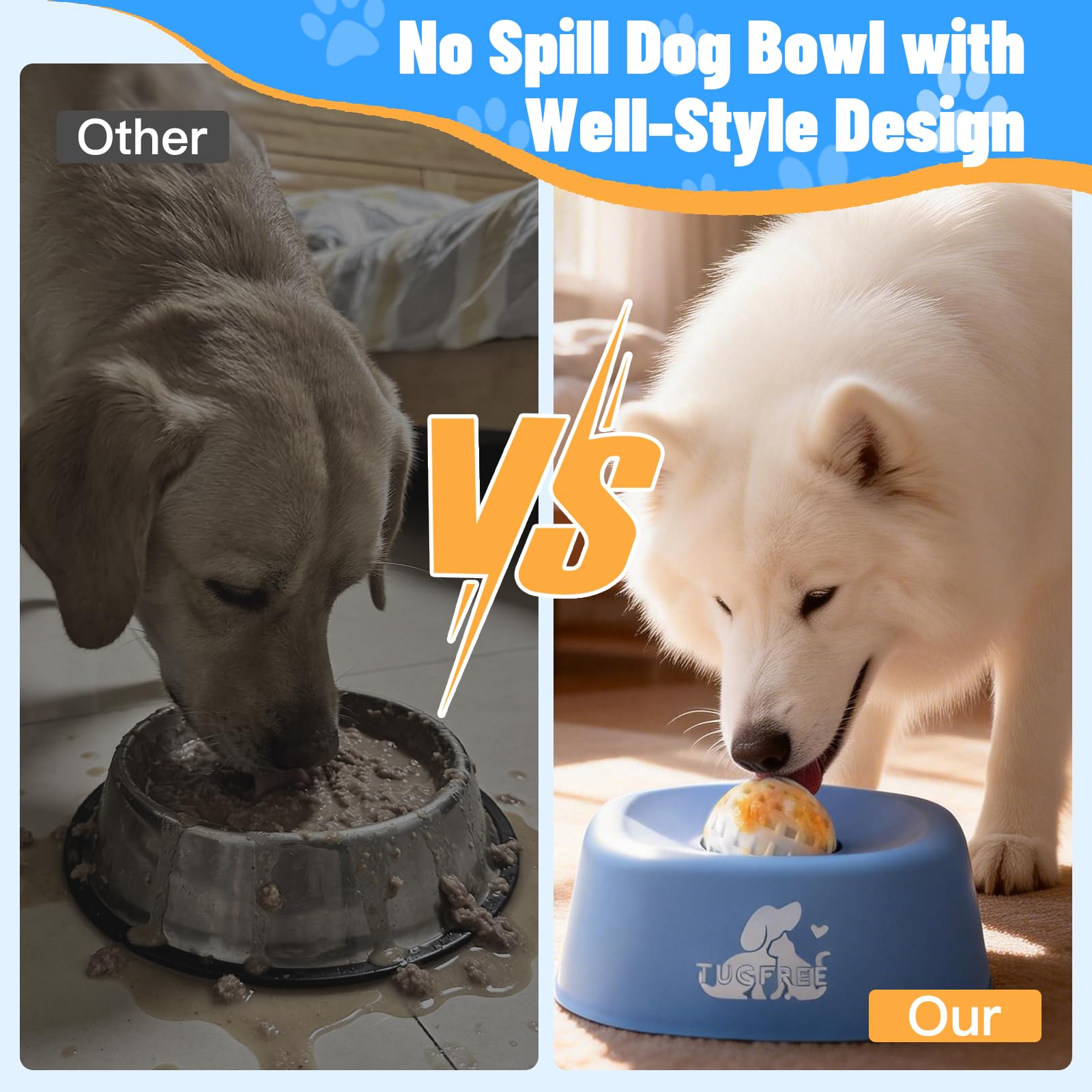 TUGFREE Gamelles pour chien à alimentation lente, distributeur de casse-tête à lécher pour friandises liquides, bol à lécher pour bouillon d'os et yaourt, jouet interactif pour soulager l'anxiété
