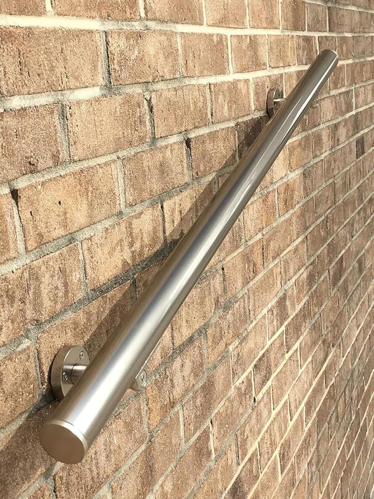 Lqsybhd Girls 1 Stair Handrail Banister Stainless Steel, Stair Railing For Exterior Porch Garage Steps, Wall Mount Support Hand Rails With Screw Kit, Transitional Handrail(Size:3.28ft/100Cm)