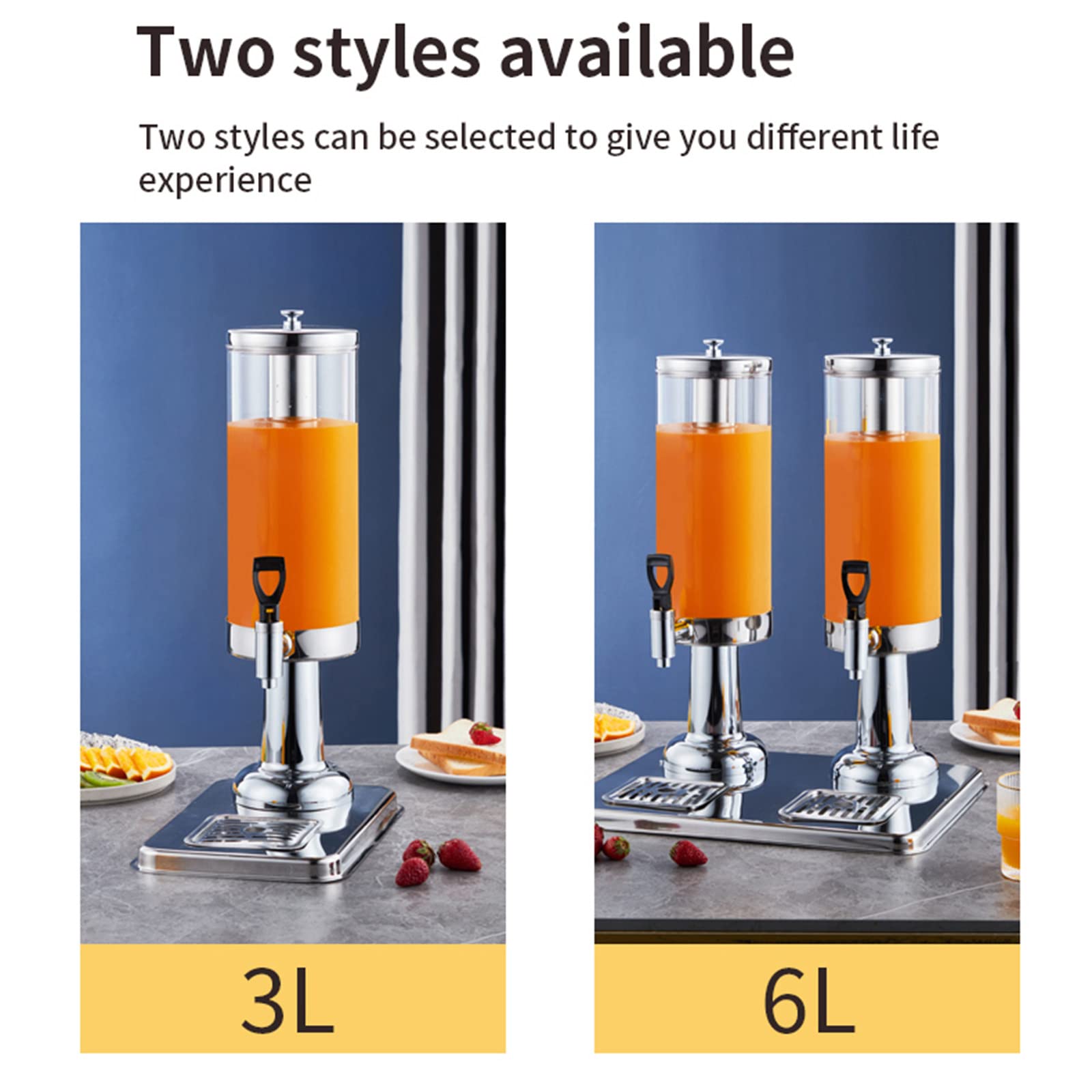 3L/6L In Acciaio Inox Singolo Cilindro Due Cilindri Buffet Bevanda Macchina Doppio Rubinetto Distributore di Bevande Succo Macchina,6L