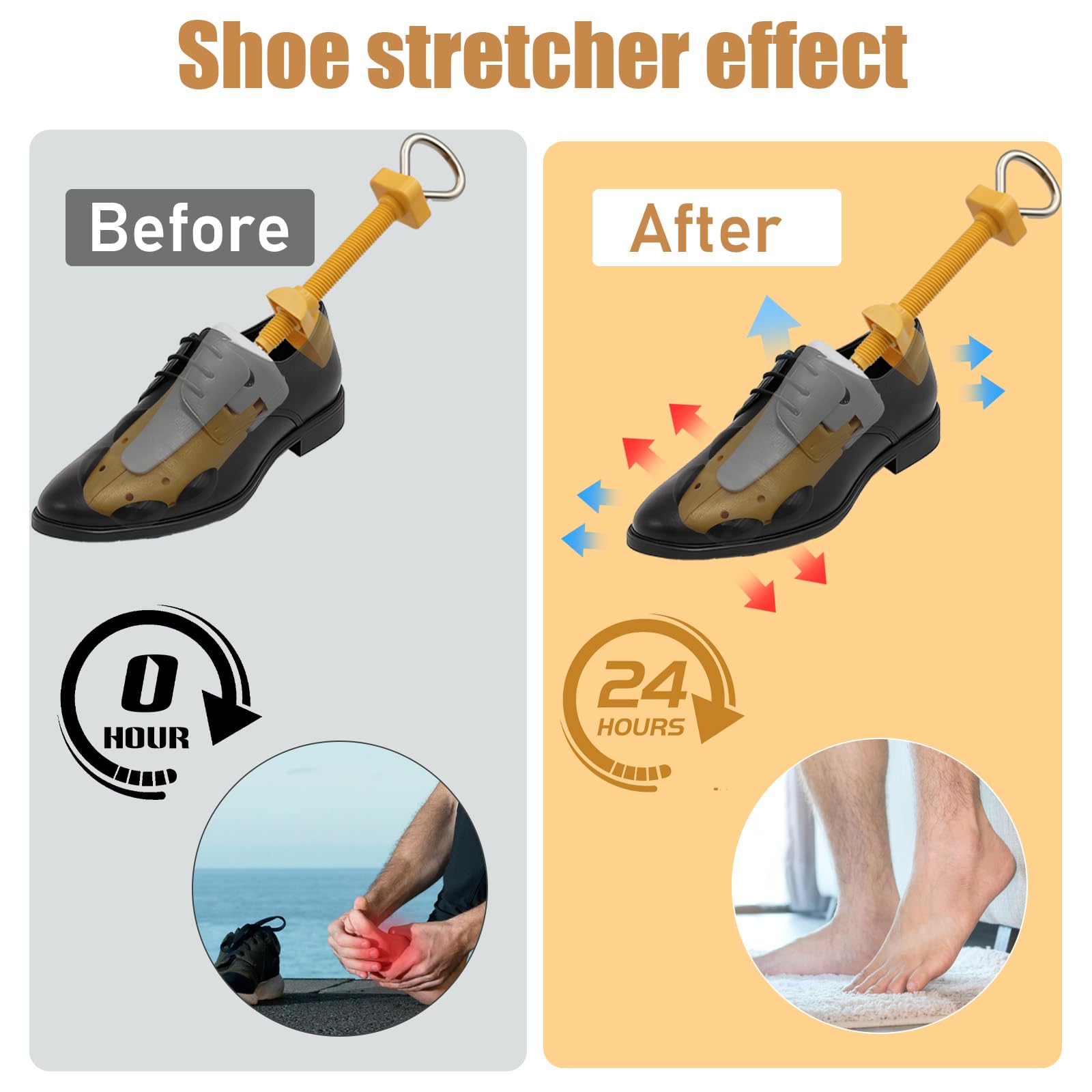 Schuhspanner für Damen und Herren mit breiten Füßen, Schuhspanner Weite und Länge verstellbar 4-Wege-Stretch