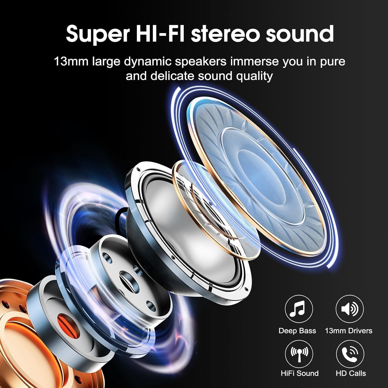 2026 Cuffie Bluetooth 5.4, Auricolari Bluetooth Stereo HiFi Con 4 ENC Microfoni Anti-Rumore, Impermeabili IP7 Cuffie Senza Fili, Durata 50 Ore Cuffiette In Ear, LED-Display, Cuffiette Touch Control
