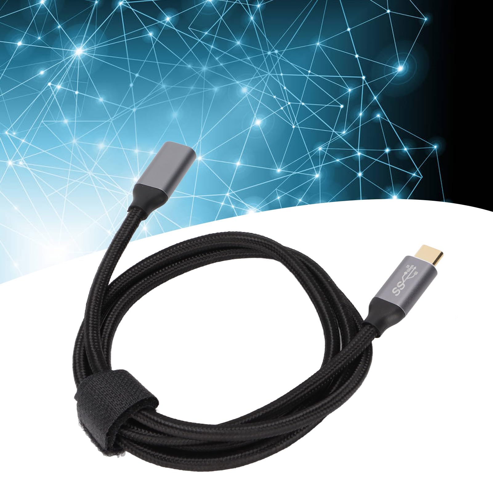 Câble D'extension USB C 50 Cm - Mâle Vers Femelle - USB 3.1 Gen2 - 10 Gbps, 100W, 4K 60Hz - Tressé Nylon - Aluminium