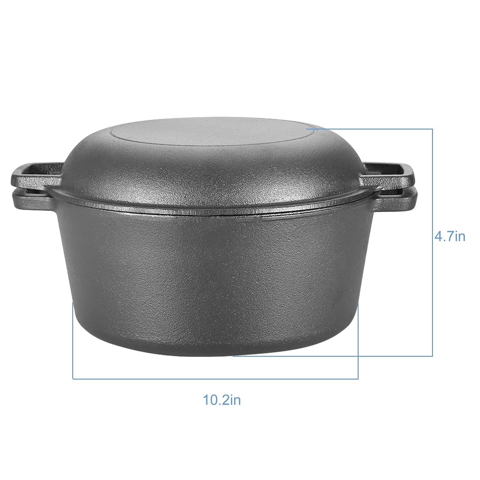 Żeliwny kociołek holenderski 2 w 1 z pokrywką – wszechstronny garnek do duszenia, pieczenia, grillowania i duszenia, trwałe naczynia kuchenne do wszystkich potrzeb związanych z gotowaniem