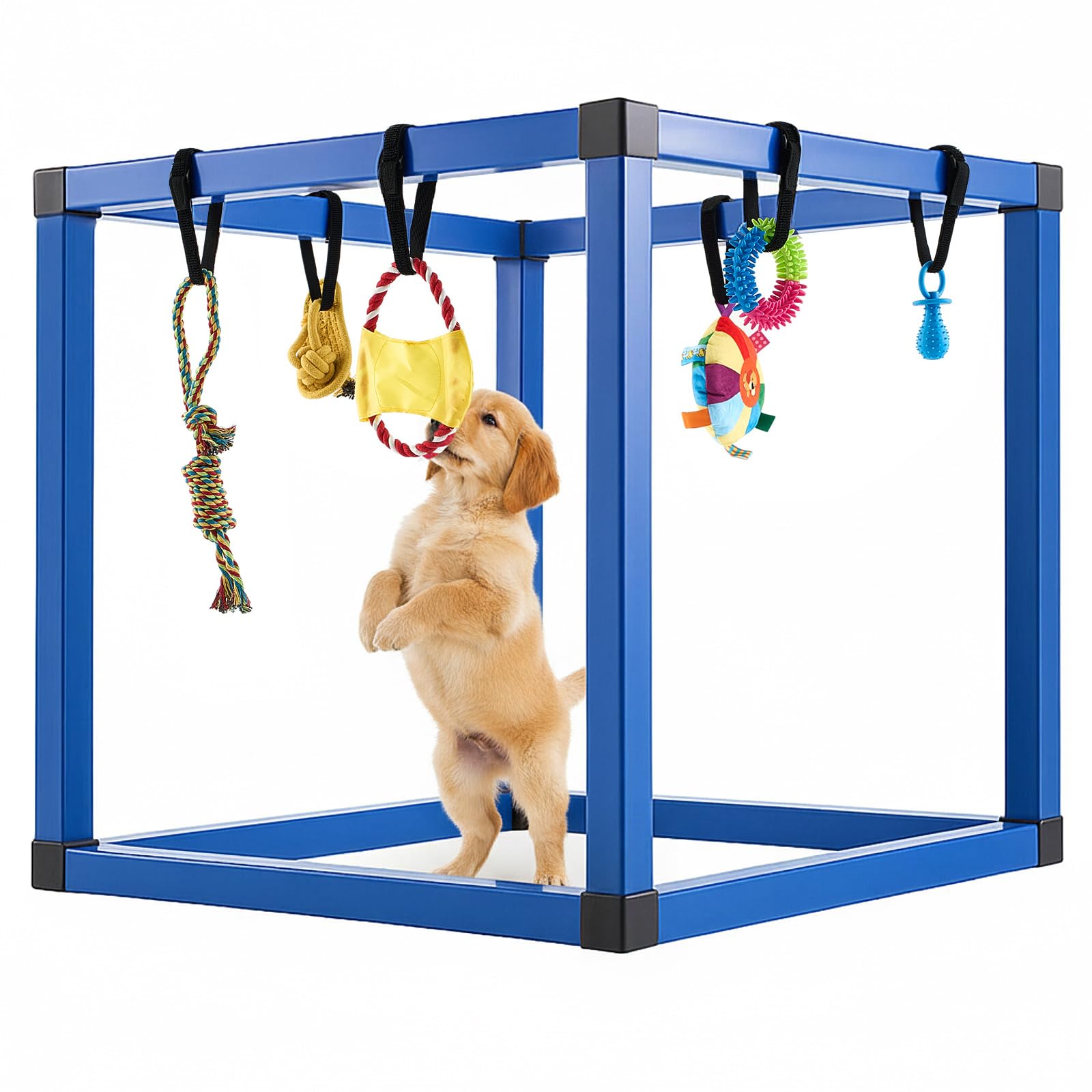 Extra Large Dog Play Gym - 24x24x24 - Modular Freely Assemble - 7-in-1 Toys Included - Durable and