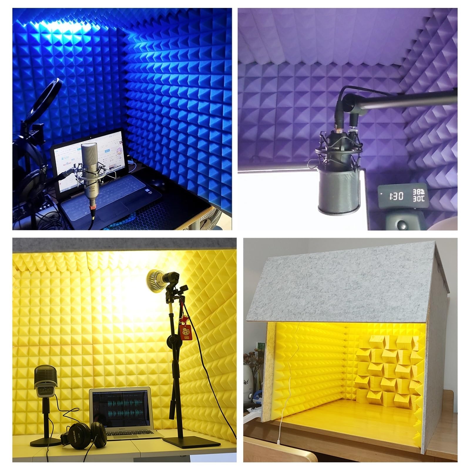 Dźwiękoszczelne przenośne studio nagrań, odpowiednie do studiów domowych, dźwiękoszczelna kabina do nagrywania głosu 80 x 80 x 80 cm, izolacja akustyczna i filtr redukcji szumów