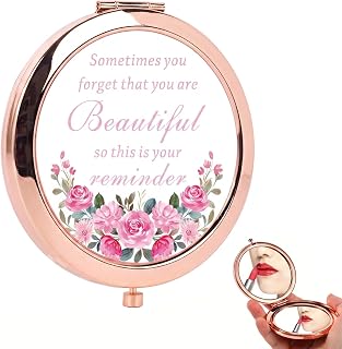 Compact pocket mirror for women, original birthday gift for friends, double magnifying makeup mirror, original gifts for women, mom, sister, motivational detail for friends