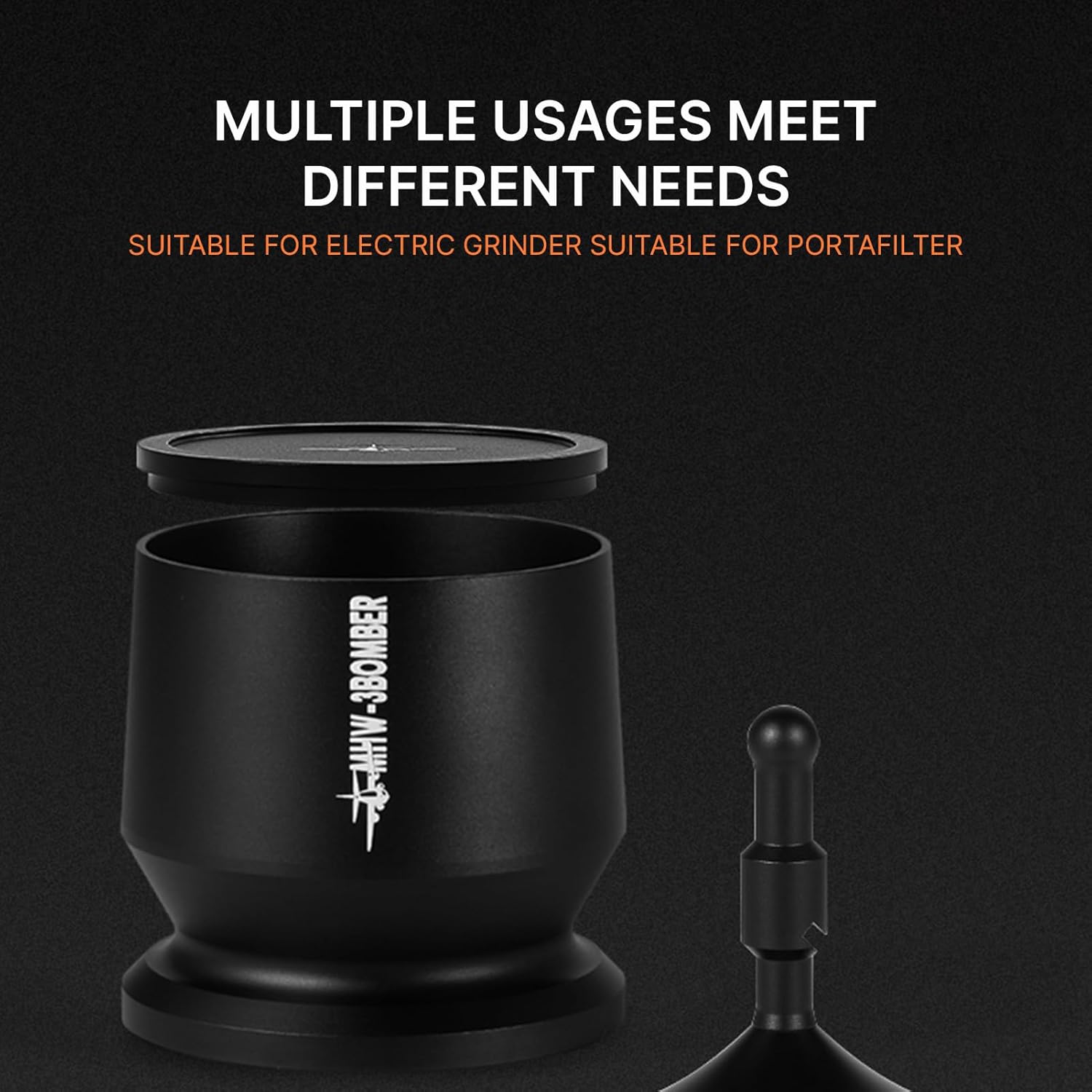 FLEXMAN MHW~3BOMBER Espresso Powder Receiver Cup, Aluminium Alloy Coffee Powder Picker Dosing Cup with Dosing Ring, Press Coffee Distribution Tool (51~54mm)