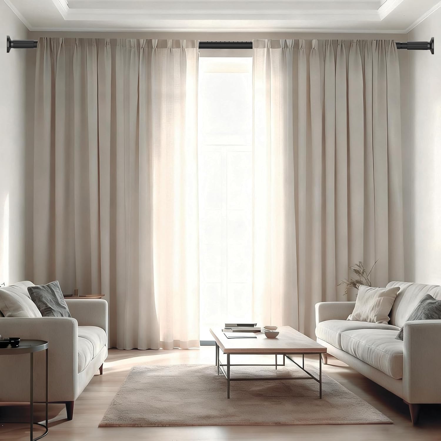 Tension Curtain Rod 51-166 Inch(4.25-13.83Ft), Extra Long Outdoor Tension Rod for Patio Window, No Drill Dual-End Adjustable Spring Shower Rod, Rust Proof Easy to Install, Rod Diameter 1.26In, ***White***