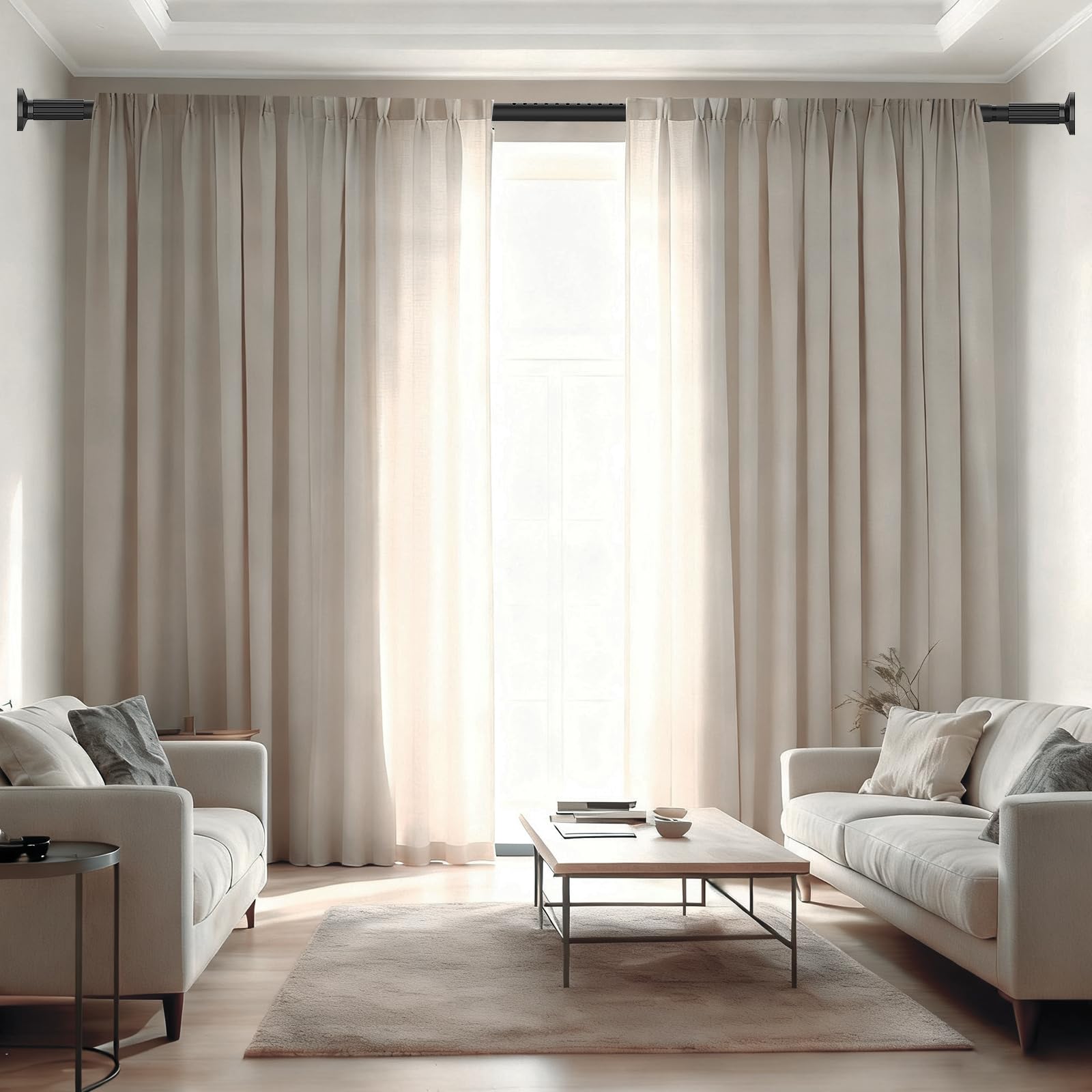 Spannvorhangstange, 130 - 416 cm, extra lange Outdoor-Gardinenstange für Terrasse, Fenster, Badezimmer, kein Bohren, doppelseitige verstellbare Feder-Duschstange, einfach zu installieren, rostet nicht