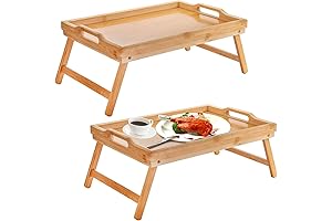 Lawei 2 Pack Bamboo Folding Tray Tables
