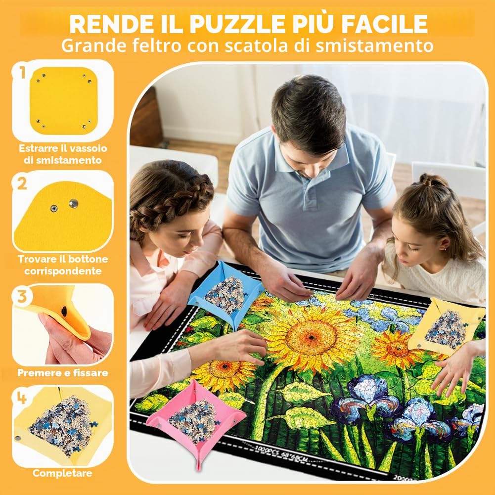 Joycabin Tappetino puzzle portatile per 1000, 1500, 2000 pezzi, tappeto per riporre e trasportare puzzle