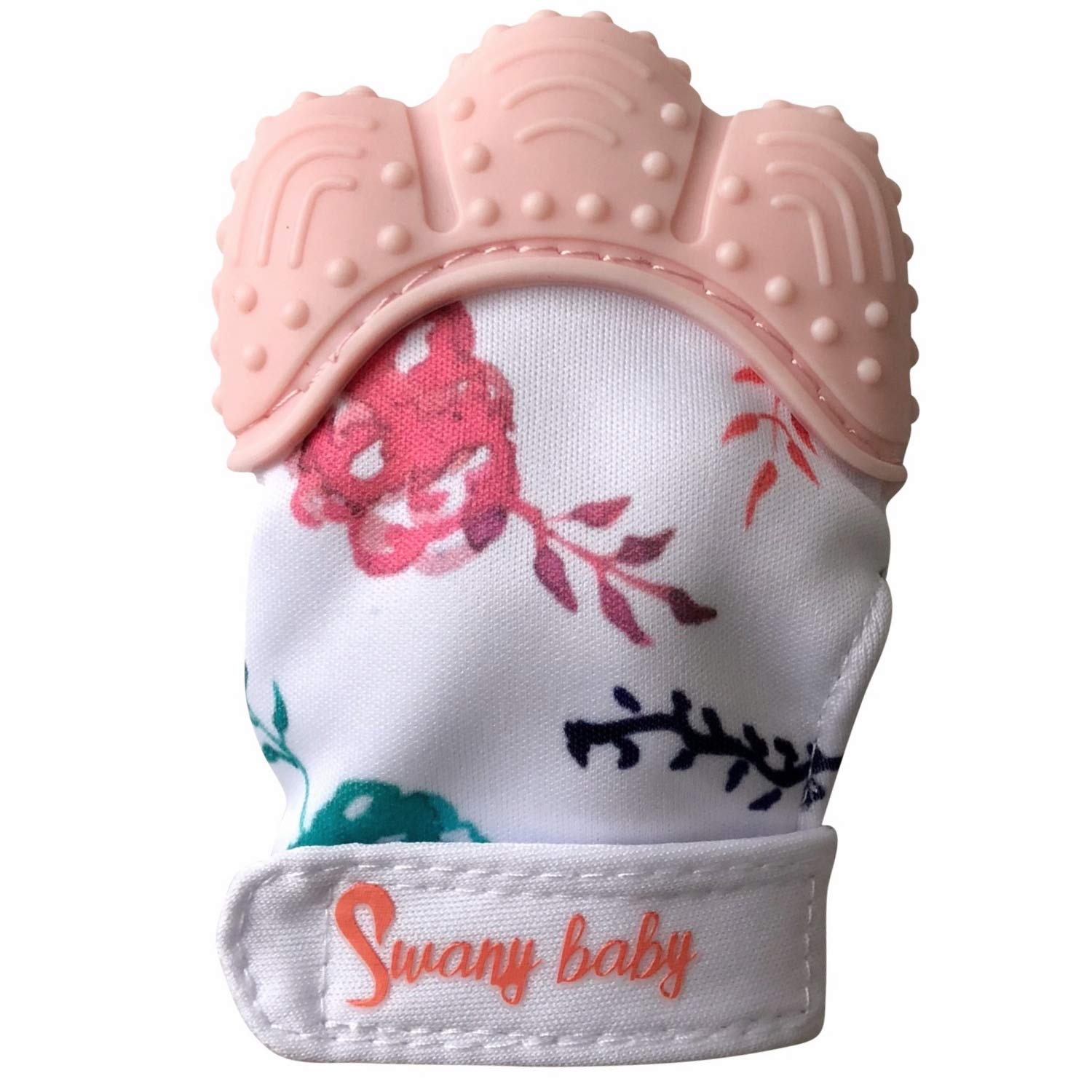 Teething Mitten for Self-Soothing & Pain Relief, Stimulating Teething Baby Toy, Teether That Stays on Baby’s Hand (Pink mitt)