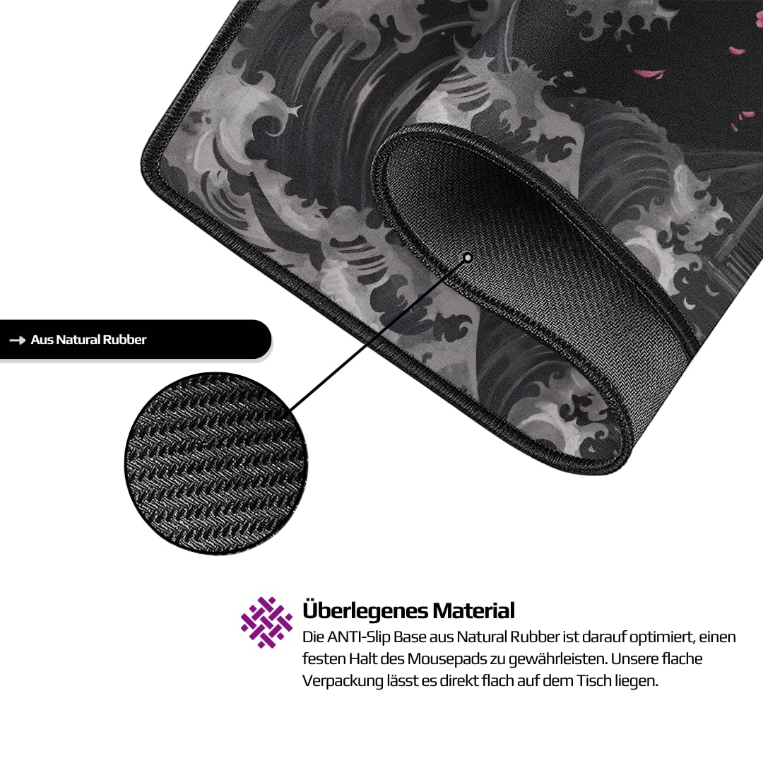 Nyfter - Premium Sakura V4 Gaming Mousepad 3XL 1200x600mm Mousepad Nyfpad Mousepad wellenfrei mit extra vernähten Kanten (3XL)
