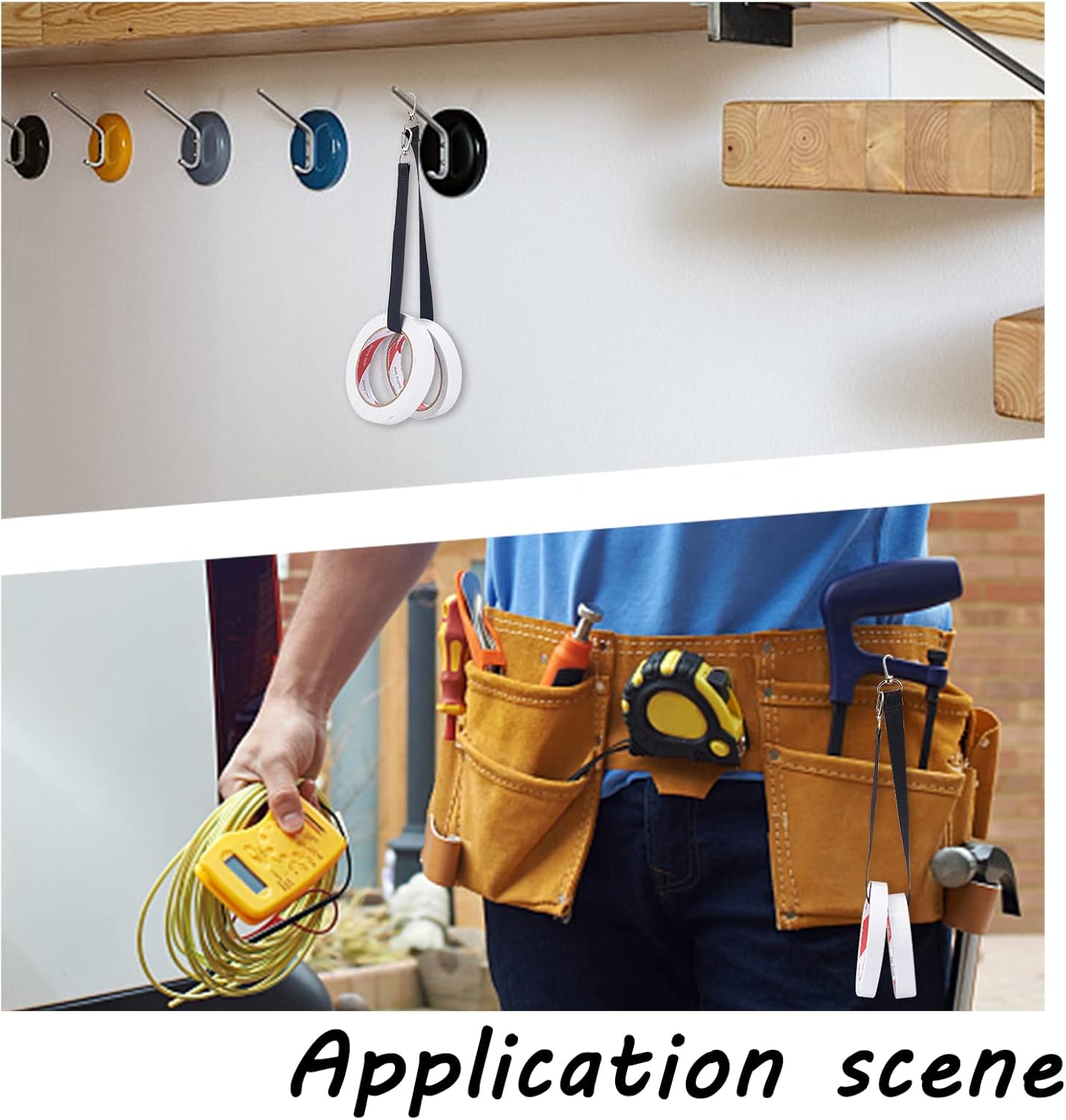 GORGECRAFT 4Pcs 2 Colors Electrical Tape Holder Strap Nylon Belt Strap with Swivel Hooks Ropes Wires Tape Storage Lanyard Belts for Gaffers Photography Stage Carrying Tool Bag Organizer Accessories