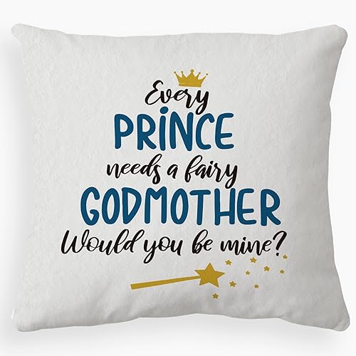 Voatok Every Prince Needs A Fairy Madrina, funda de cojín decorativa de 18 x 18 pulgadas, regalos para madrina, regalos con texto en inglés «Will