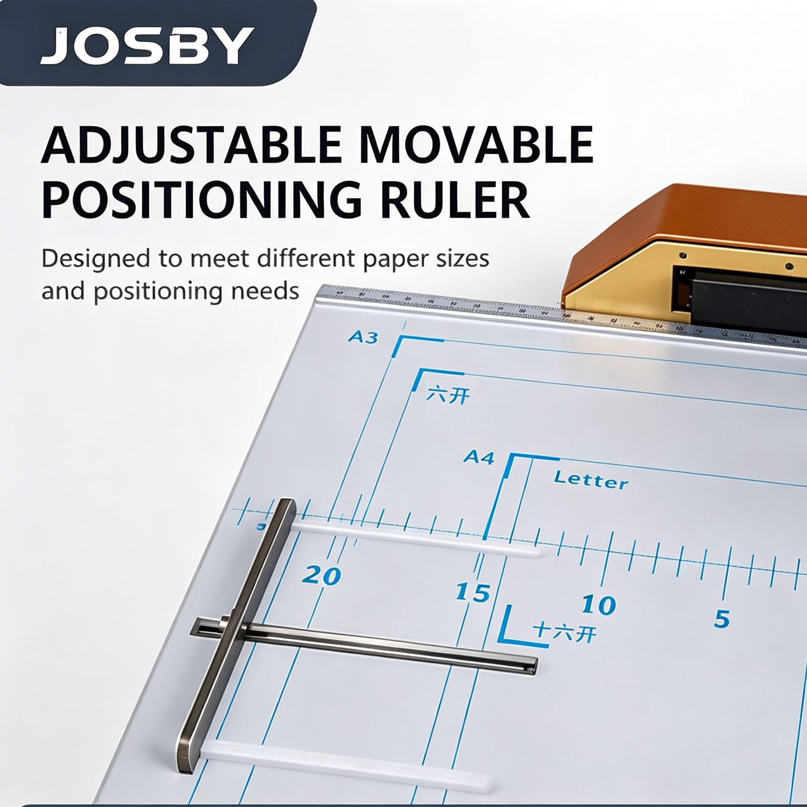 JOSBY Machine À Relier Électrique À 5 Aiguilles, Machine Automatique À Relier Les Livres, avec Règle De Positionnement Mobile, Outil De Reliure À 5 Points De Pression, pour Papier A3 Blue