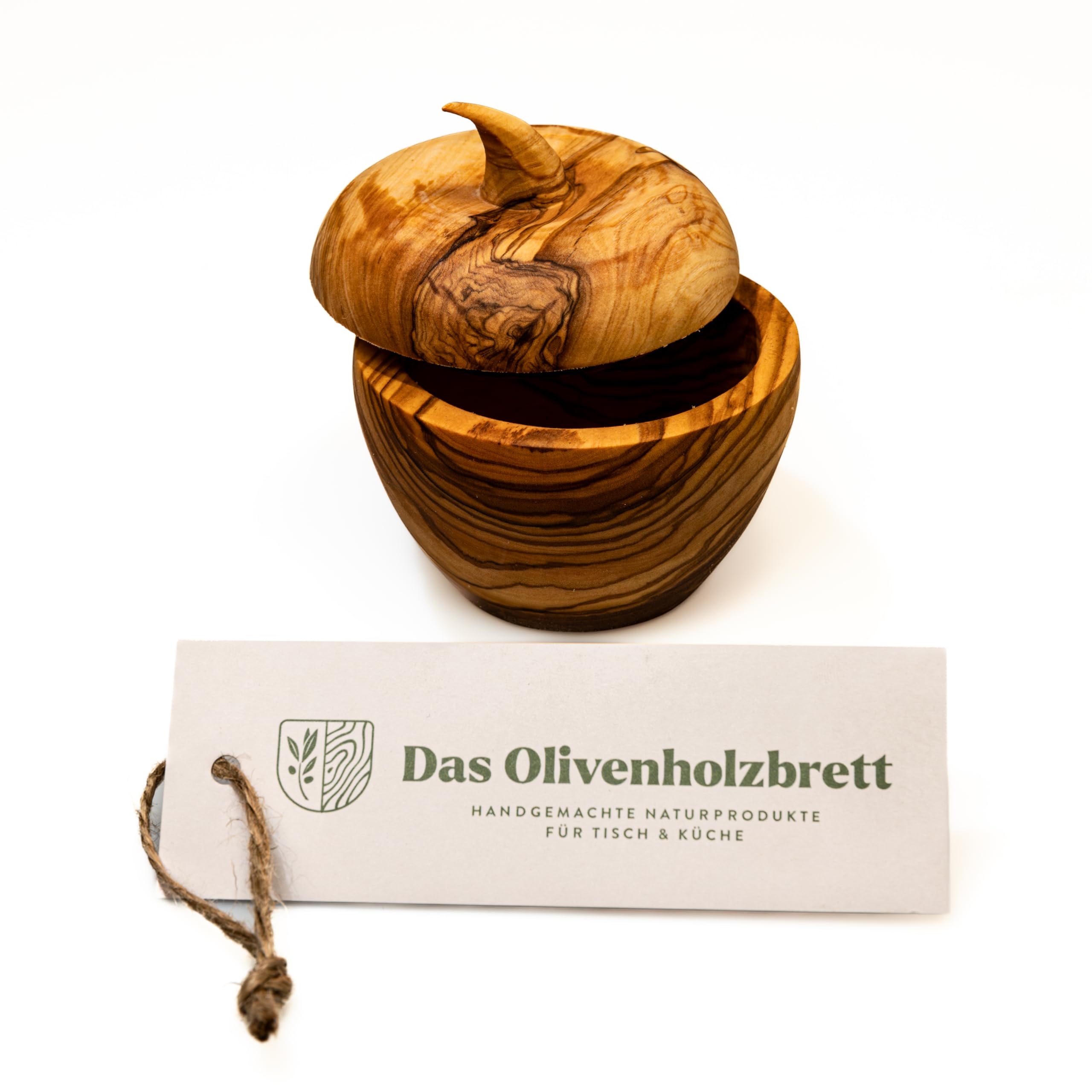 das Olivenholzbrett Barattolo con Coperchio in Apfelform - 10cm