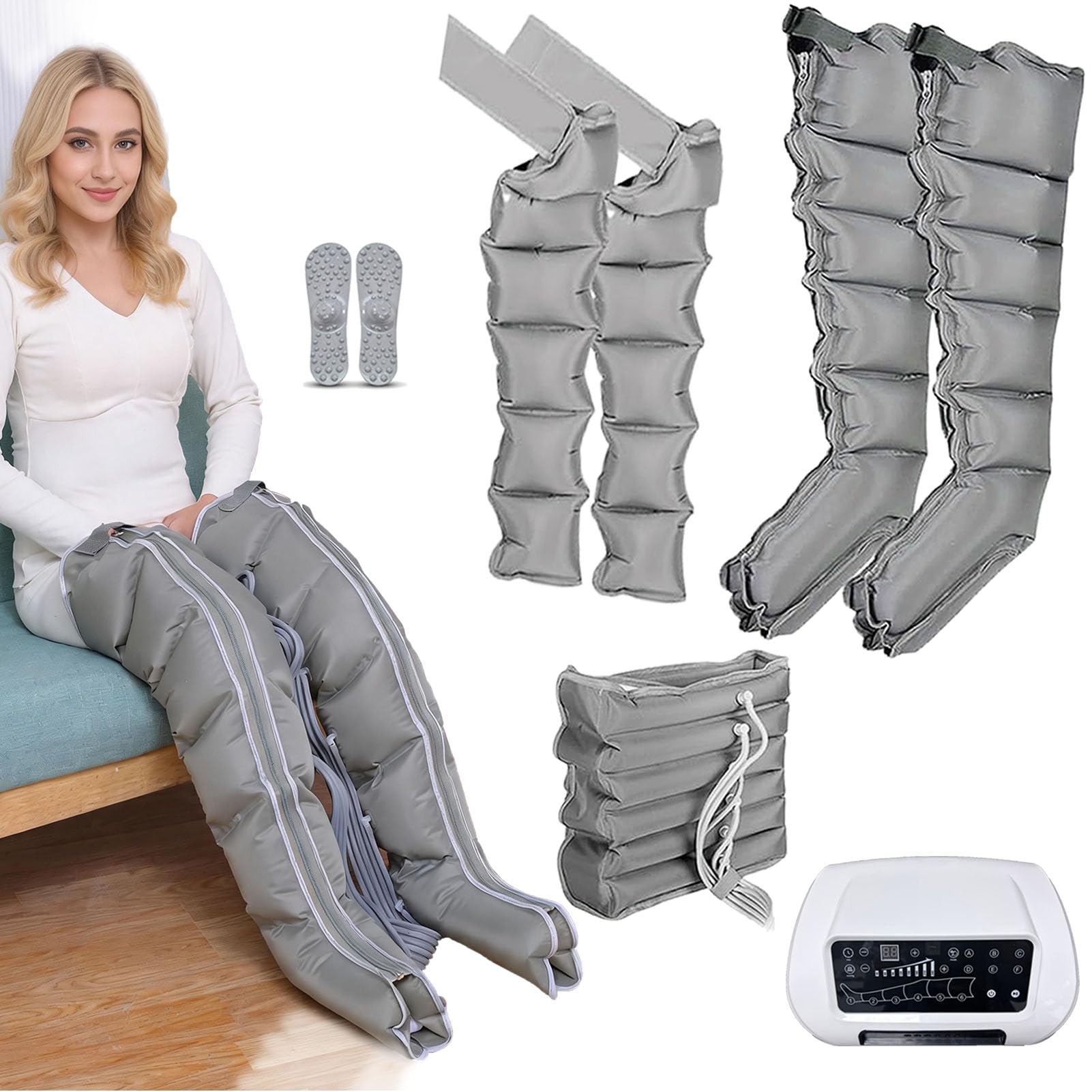 Pressoterapia Professionale, 6 Camere Massaggiatore Gambe E Addome Braccia Per Casa, Pressoterapia Linfodrenaggio Con Display Touch Screen E 6 Programmi Di Massaggio, 30-240 Mmhg