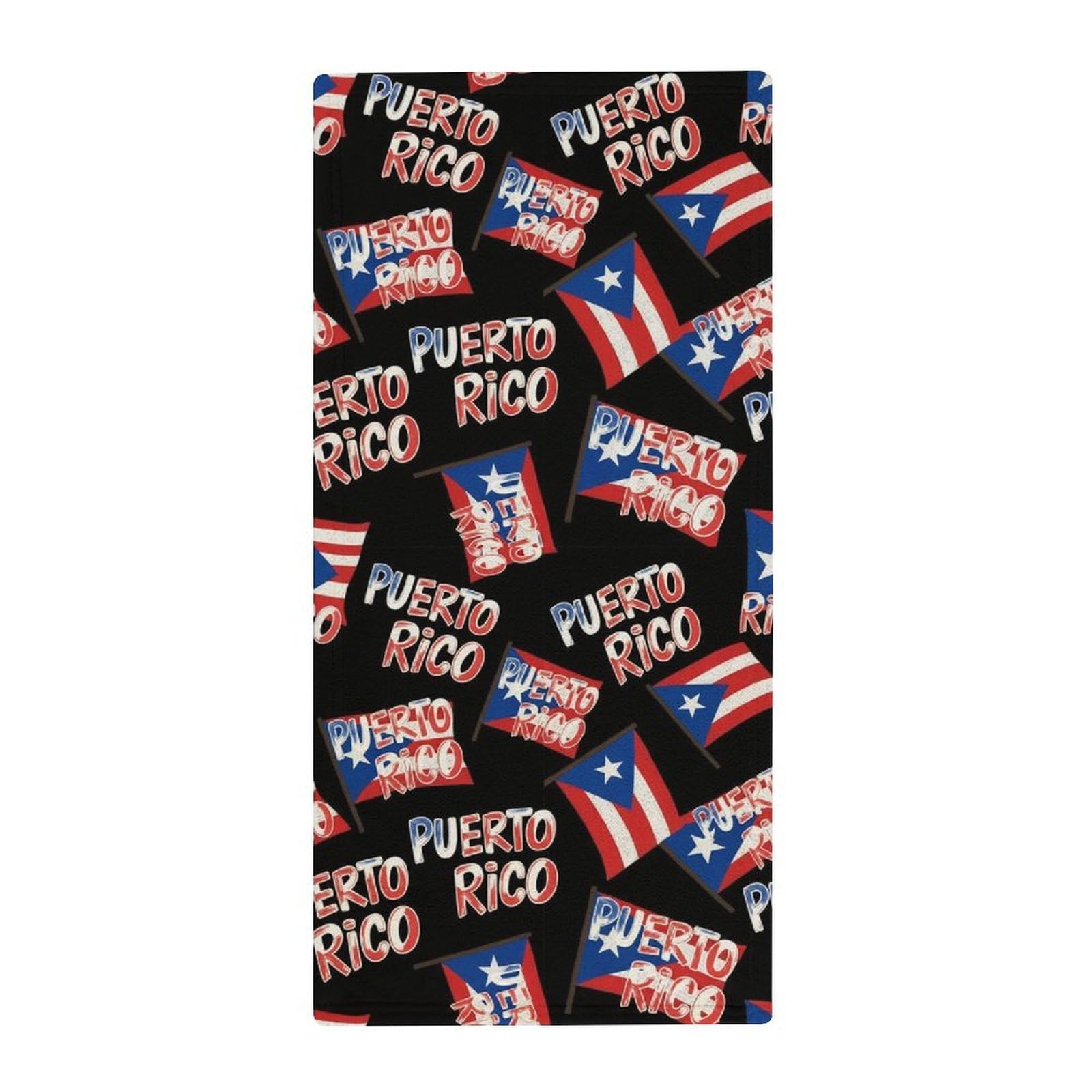 Anceky Lightweight Travel Towels, Love American Puerto Rico Flag Black Absorbent Fingertip Towels for Camping, Yoga & Gym Essentials
