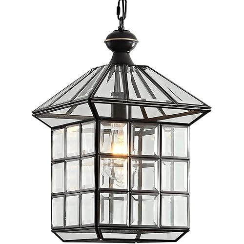 Milaii Copper Bronze Outdoor Pendant Light Fixtures, Exterior Lantern Pendant Lighting Oil Rubbed Bronze Waterproof Hanging Porch Light with Clear Glass Anti-Rust Patio Entryway Outdoor Chandelier