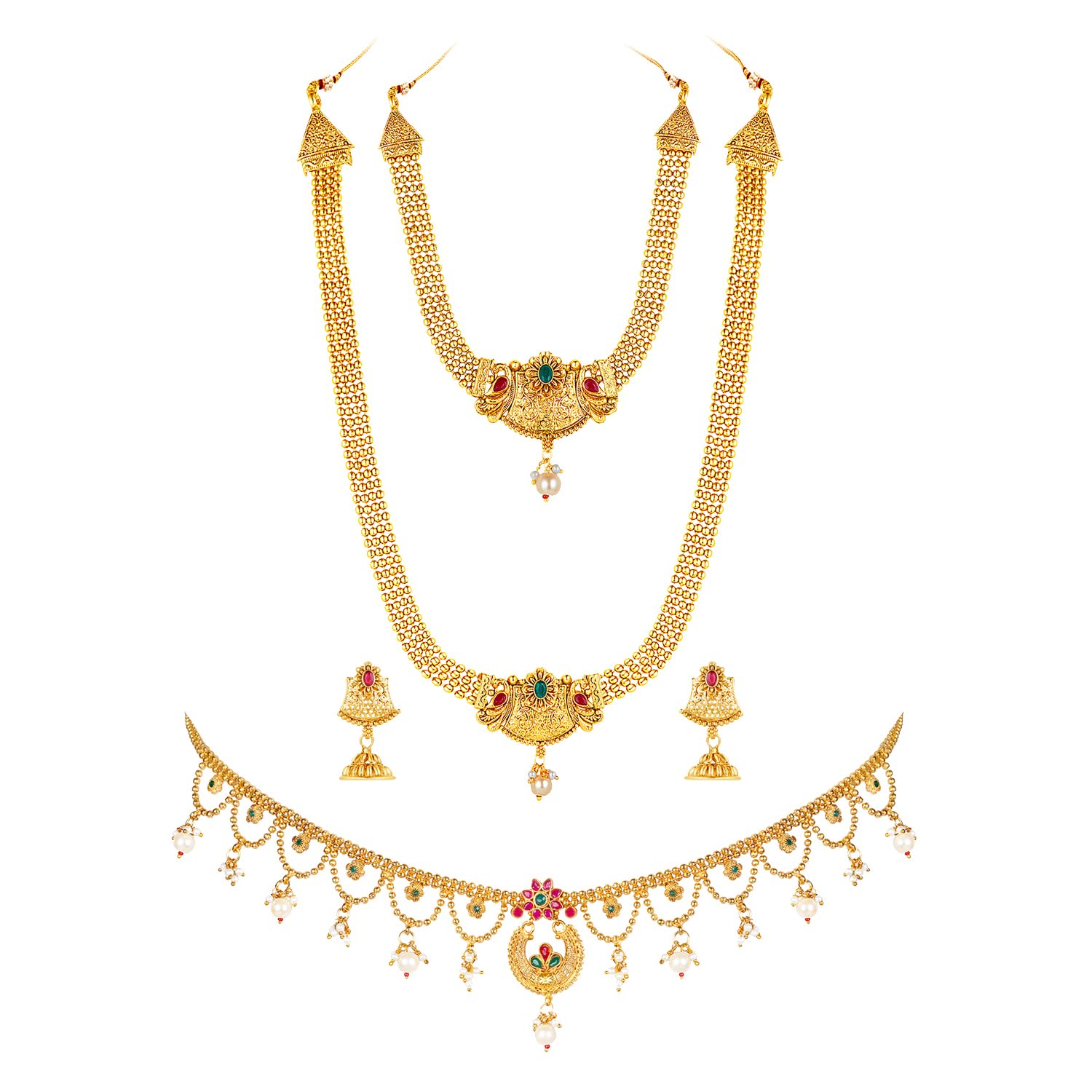 Gold Plated Bridal Jewelry Set Gift for Women Indian Traditional Ethnic Wedding-image-16