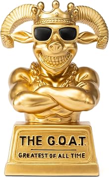 Goat Trophy - G.O.A.T Greatest of All Time Resin Handheld Gold Trophy Award for Fantasy Football Champion MVP Office Employee Recognition Funny Gift | Gold goat trophy with GOAT base | Funny award for boss & friends | MVP gift | desk decor
