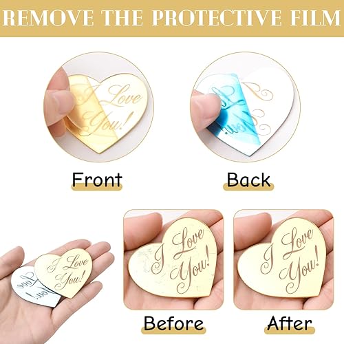 Miniatura 4 de URROMA I Love You - Decoración acrílica para cupcakes, 20 piezas de decoración de corazón para cupcakes, decoración de pastel de amor de acrílico