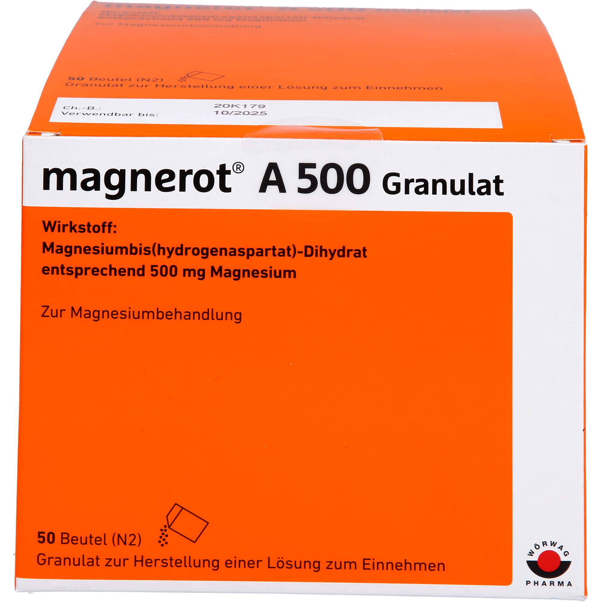 magnerot® A 500 Granulat mit Magnesiumaspartat - Das fruchtige Magnesium zum Auflösen, 50 Beutel