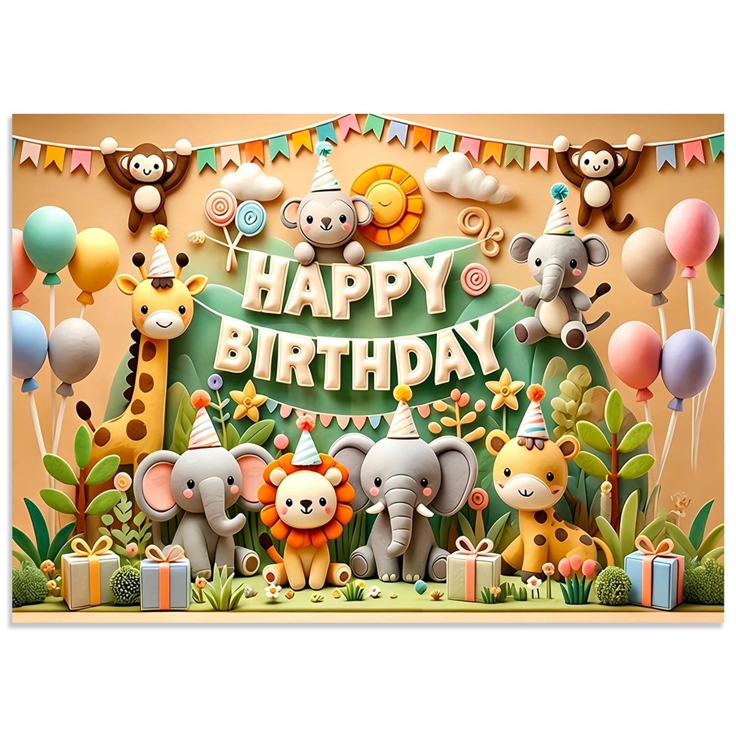 ZORBES® Jungle Animal Birthday Backdrop for Party Decoration-image-38
