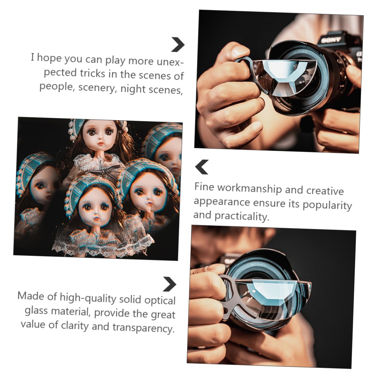 POPETPOP 79mm Semicircular Kaleidoscope Lens for Camera Enhance Your Photos Videos Creative Effects