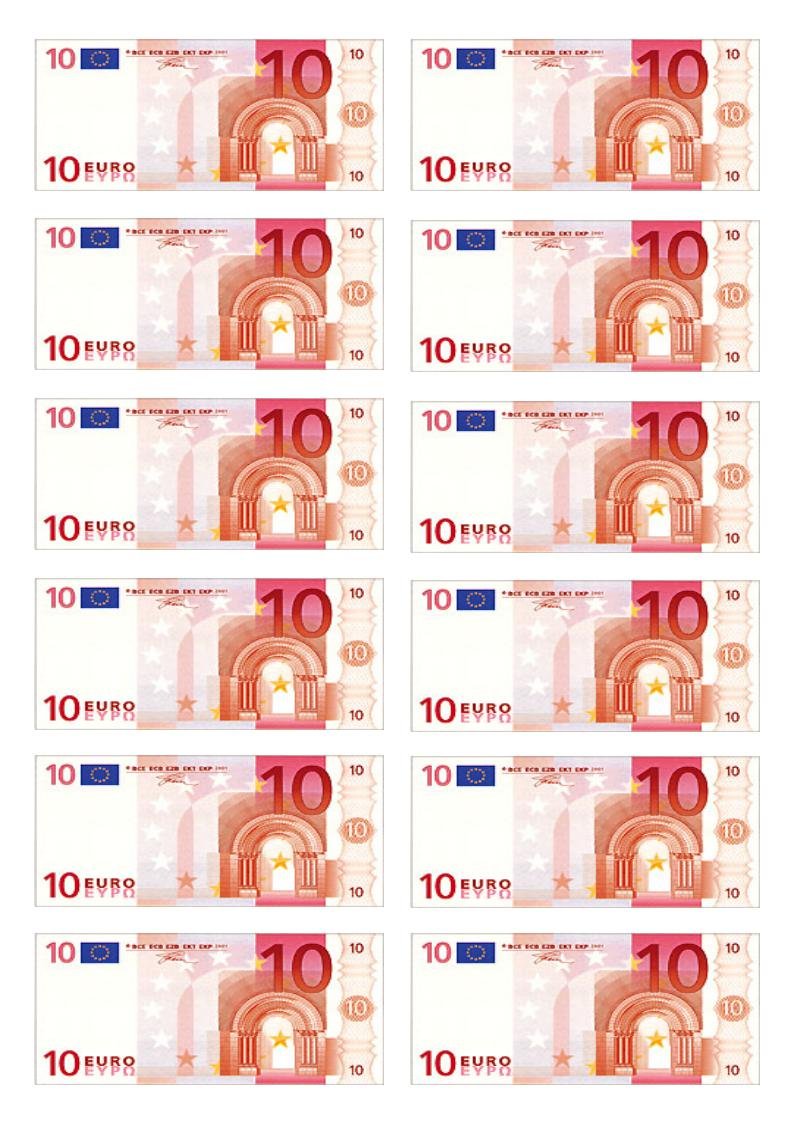 12 x 50 Euro Money Edible Paper Cupcake Toppers Cake Decorations Birthday