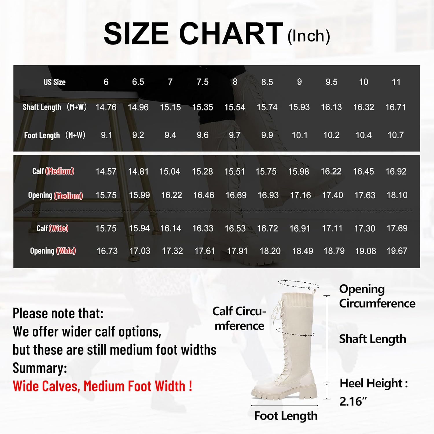 Vepose Women's 953 Knee High Combat Boots Chunky Platform Heel, Lace Up Gothic Punk Work Boots for Dresses and Jeans - Image 8