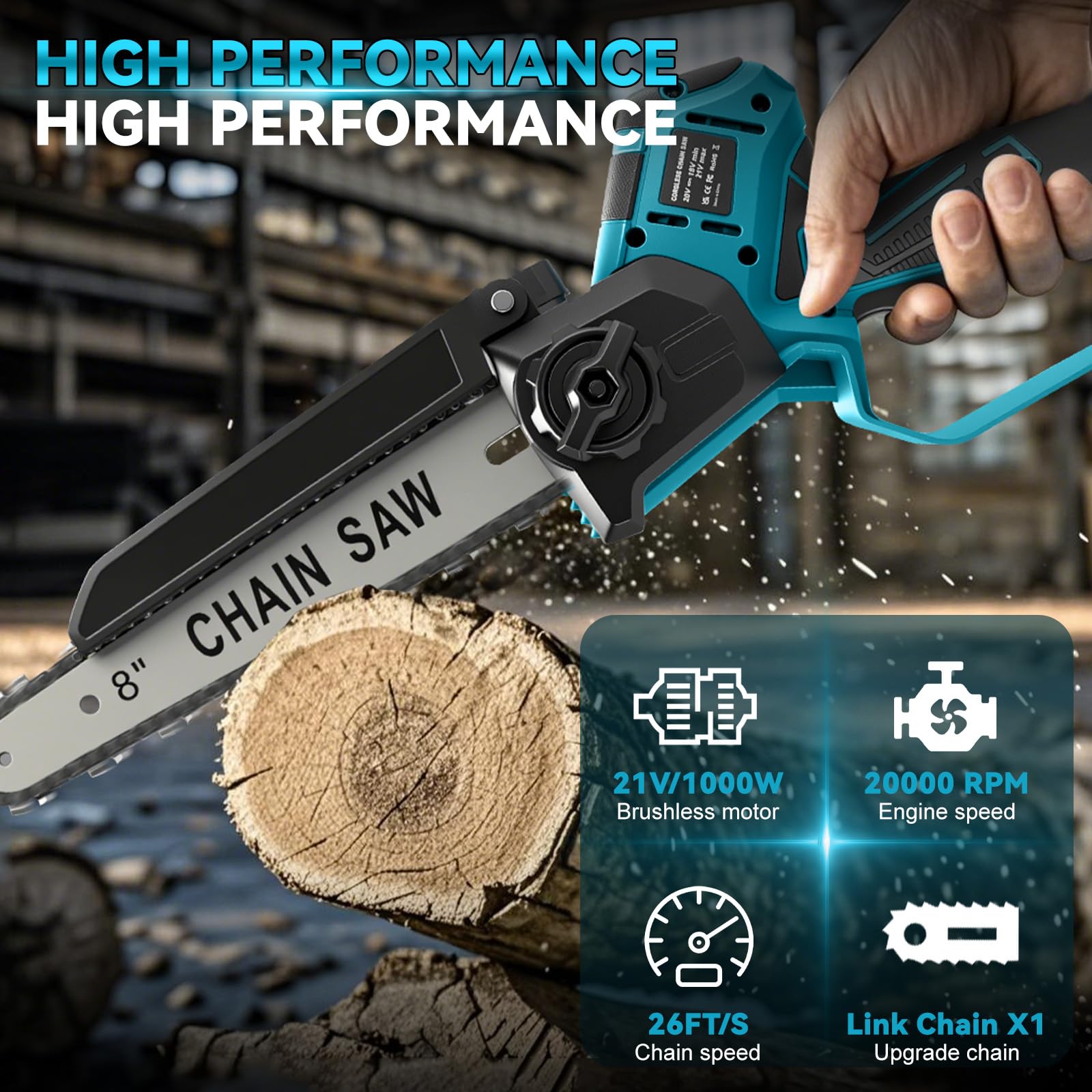 2-en-1 8 Pulgadas Mini Motosierra telescopico a bateria de Pértiga Inalámbrica para Makita 18 V (sin baterías), sierra sin Escobillas con telescópica para Exterior, Extensible hasta 4,5 m | (sin baterías) 2-en-1 de Pértiga Inalámbrica sierra sin Escobilla