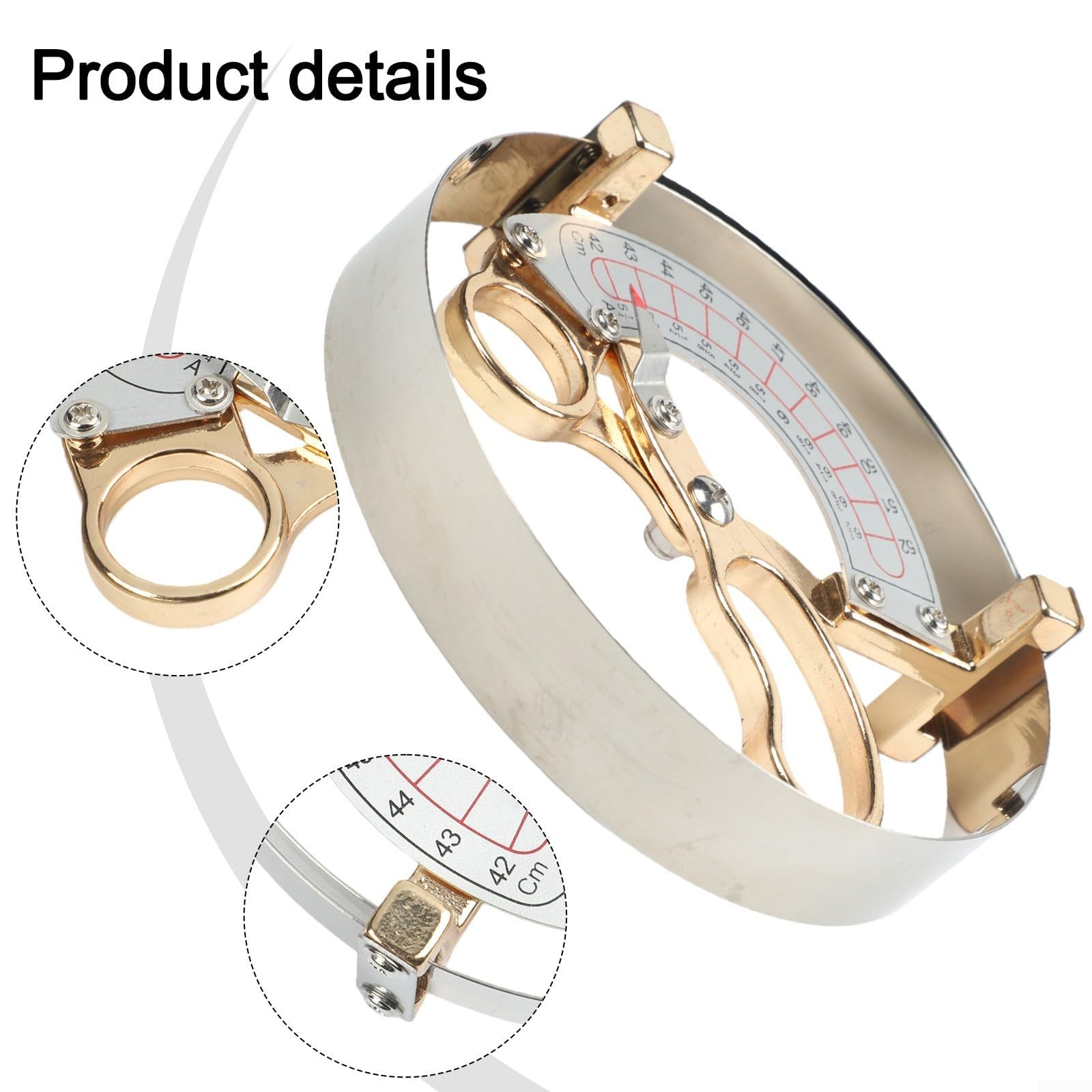 Instrumento de medición de tapas para la industria de sombreros con legibilidad de escala curvada de metal suave y diseño de mango estable para resultados consistentes (42-52 cm)