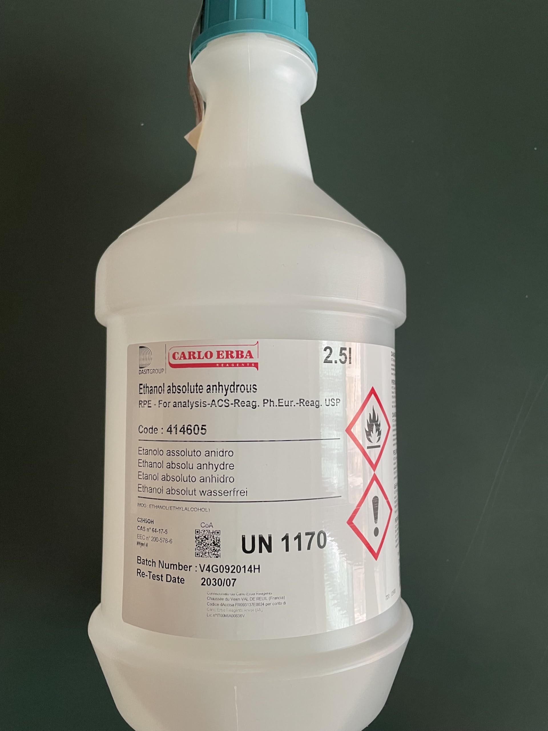 Alcool Etilico Assoluto 2,5 lt RPE CARLO ERBA per analisi