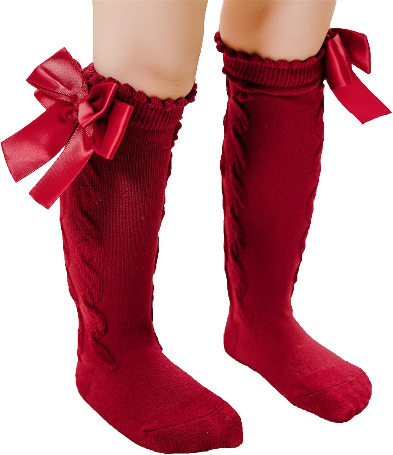 Baby Girls socks with bows,Toddler Big Bow Knee High Long Soft Kids Christmas Sock Spanish Style(WZ6)