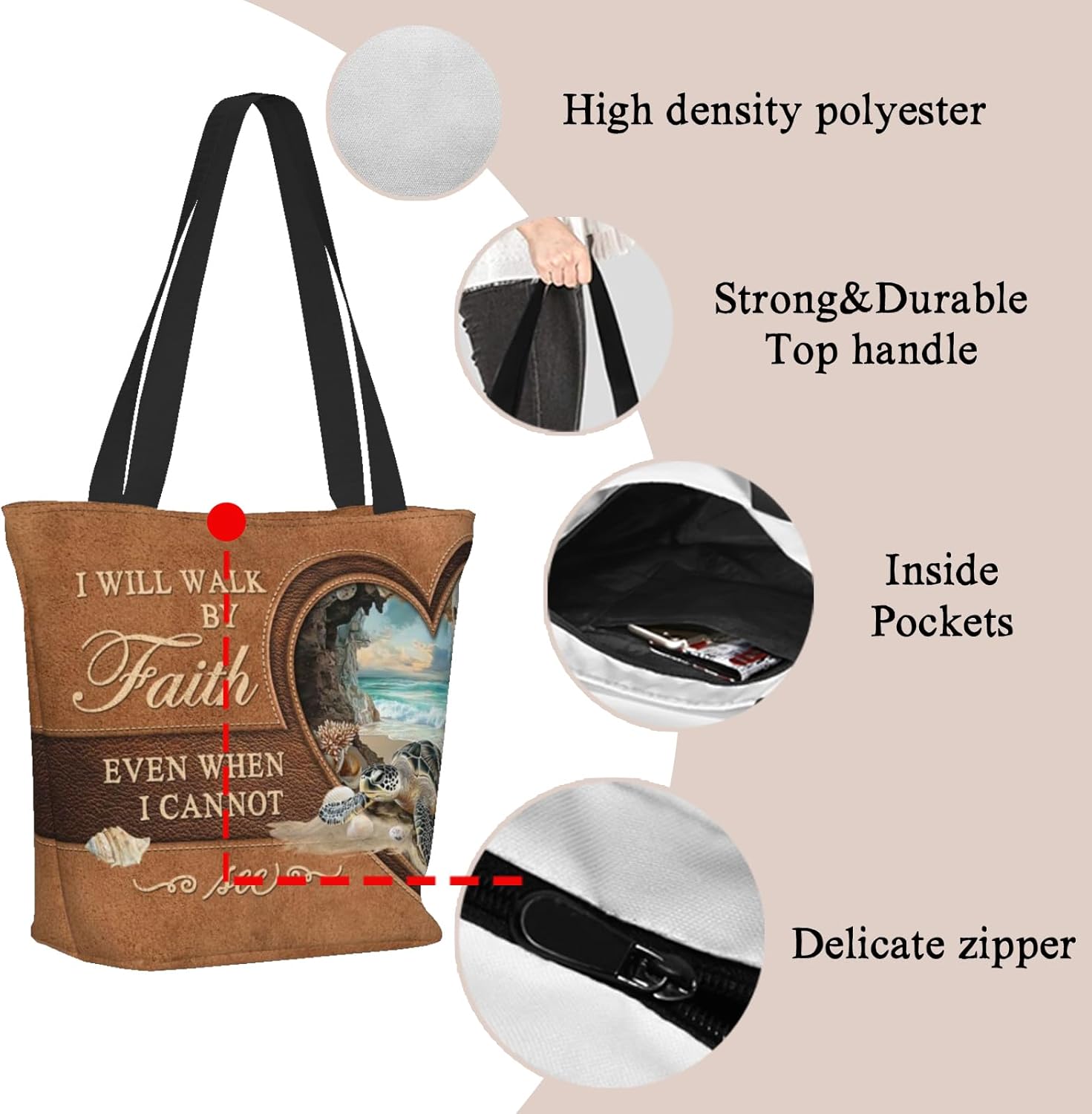 Bible Tote Bags for Women Christian Tote Bag Church Shoulder Bag Inspirational Bags With Zipper Bible Verse Gifts - Image 5