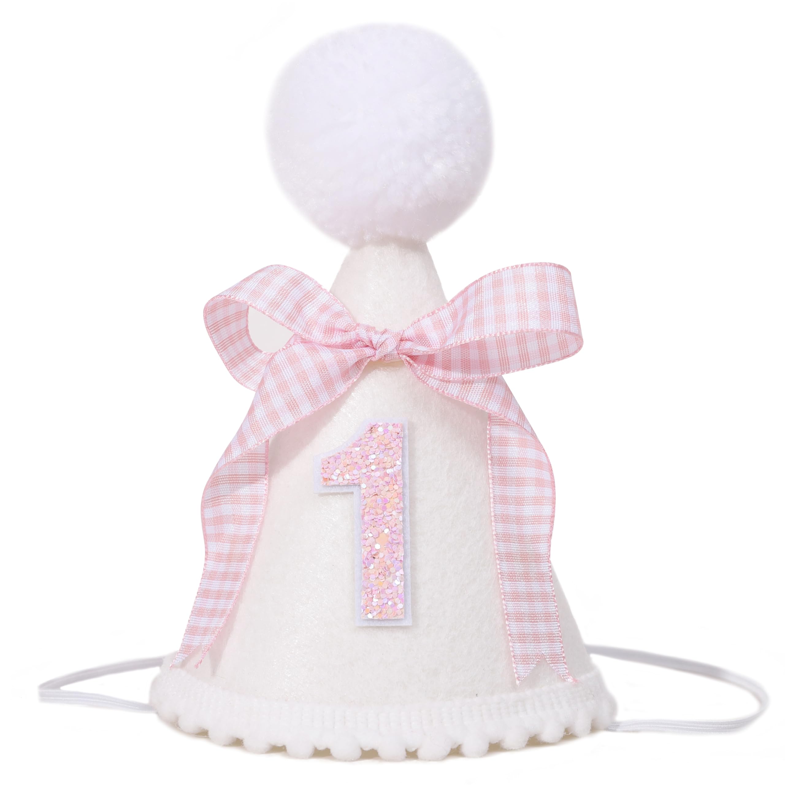 Pink Bow 1st Birthday Hat - Baby Girls 1st Birthday Crown, Pink First Birthday Decoration, Princess 1st Birthday Decor for Girls, Cake Smash Props