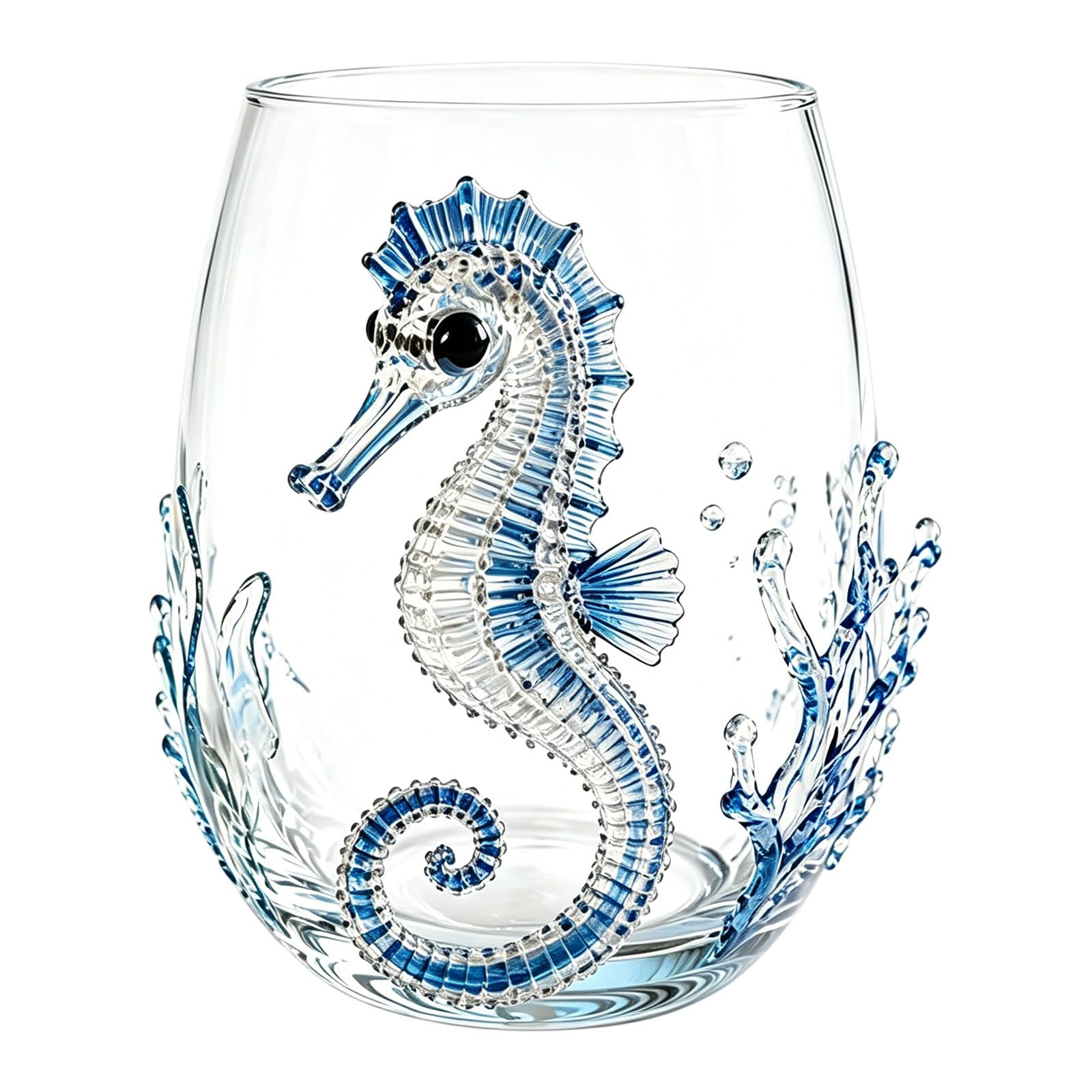Artisanal Blue Ringed Octopus Glassware, Ocean Octopus Drinking Glass Barware, Handmade Nautical Cocktail Cup, Marine Animal Inspired Ocean Decor for Home Bar Gift